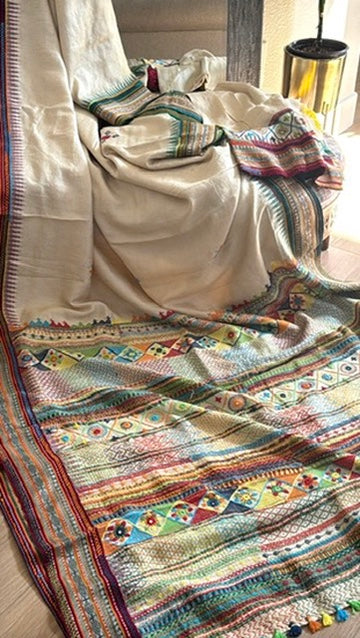 Lambani Hand Embroidered Vidharba Tussar Saree