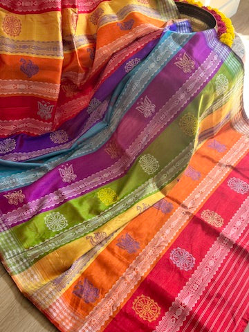 Odisha Double Berhampuri Pure Silk Handloom Saree - off white