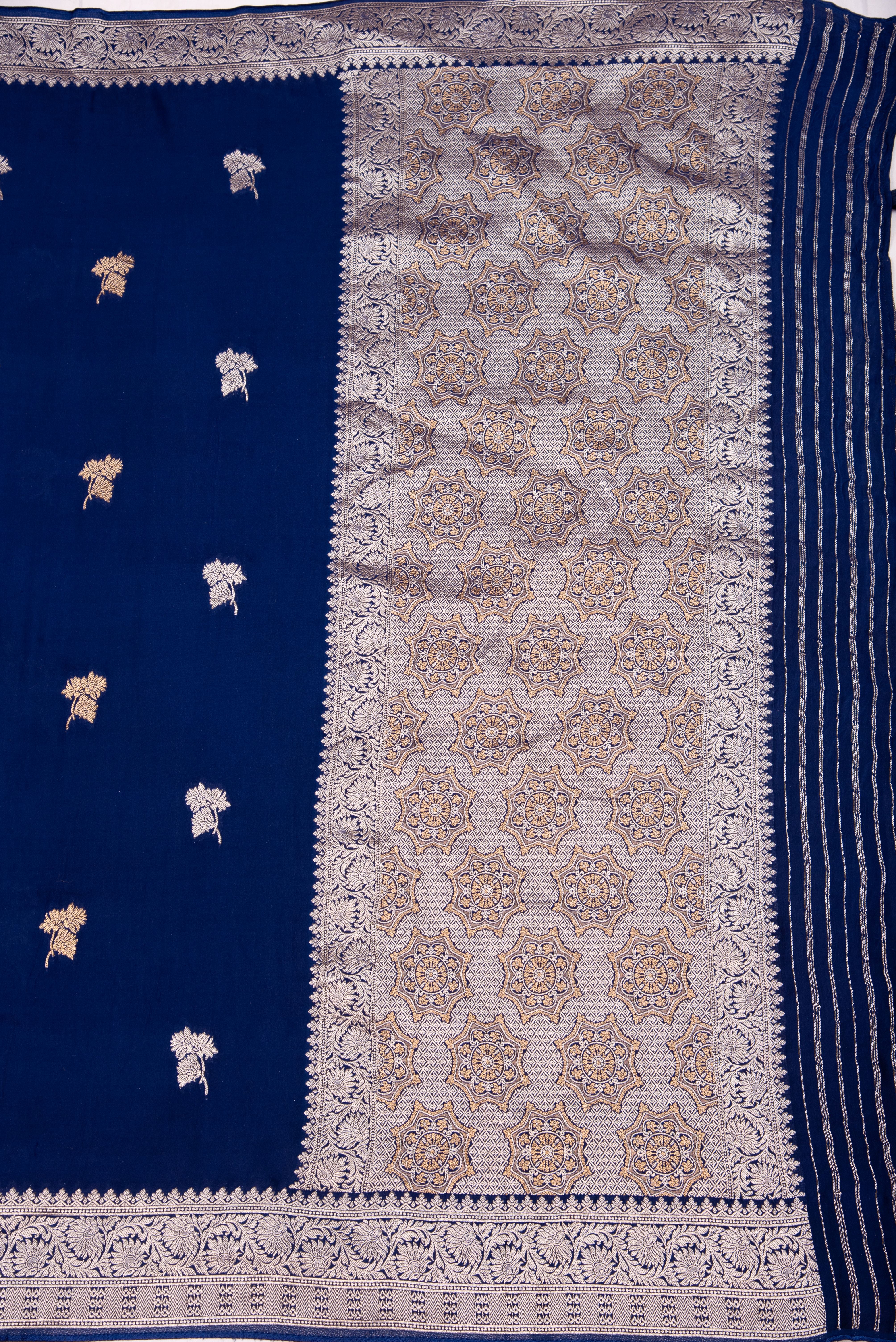 Mashru Silk with weaving - royal blue