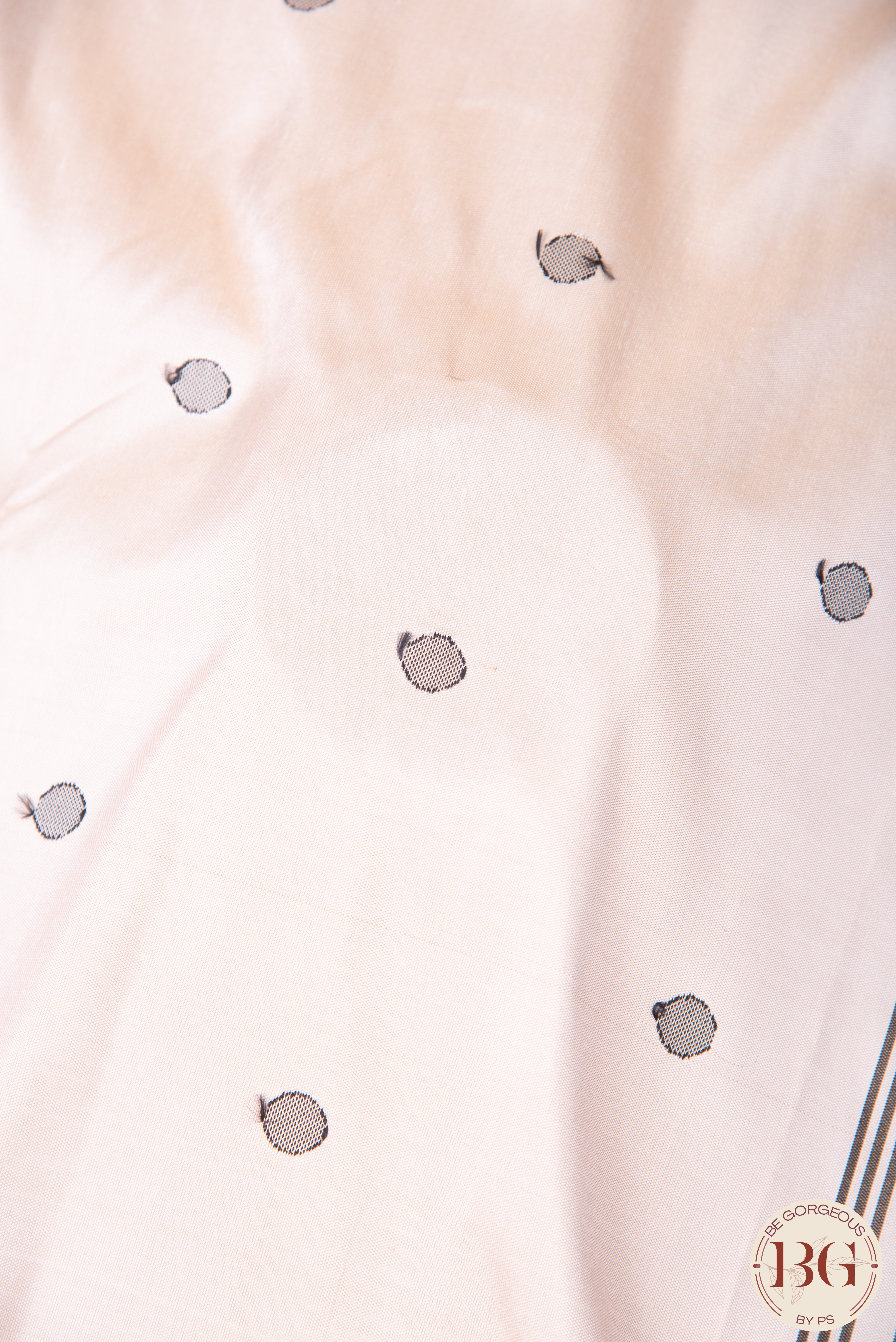 Paithani pure silk Panja Patta brocade saree - beige and black