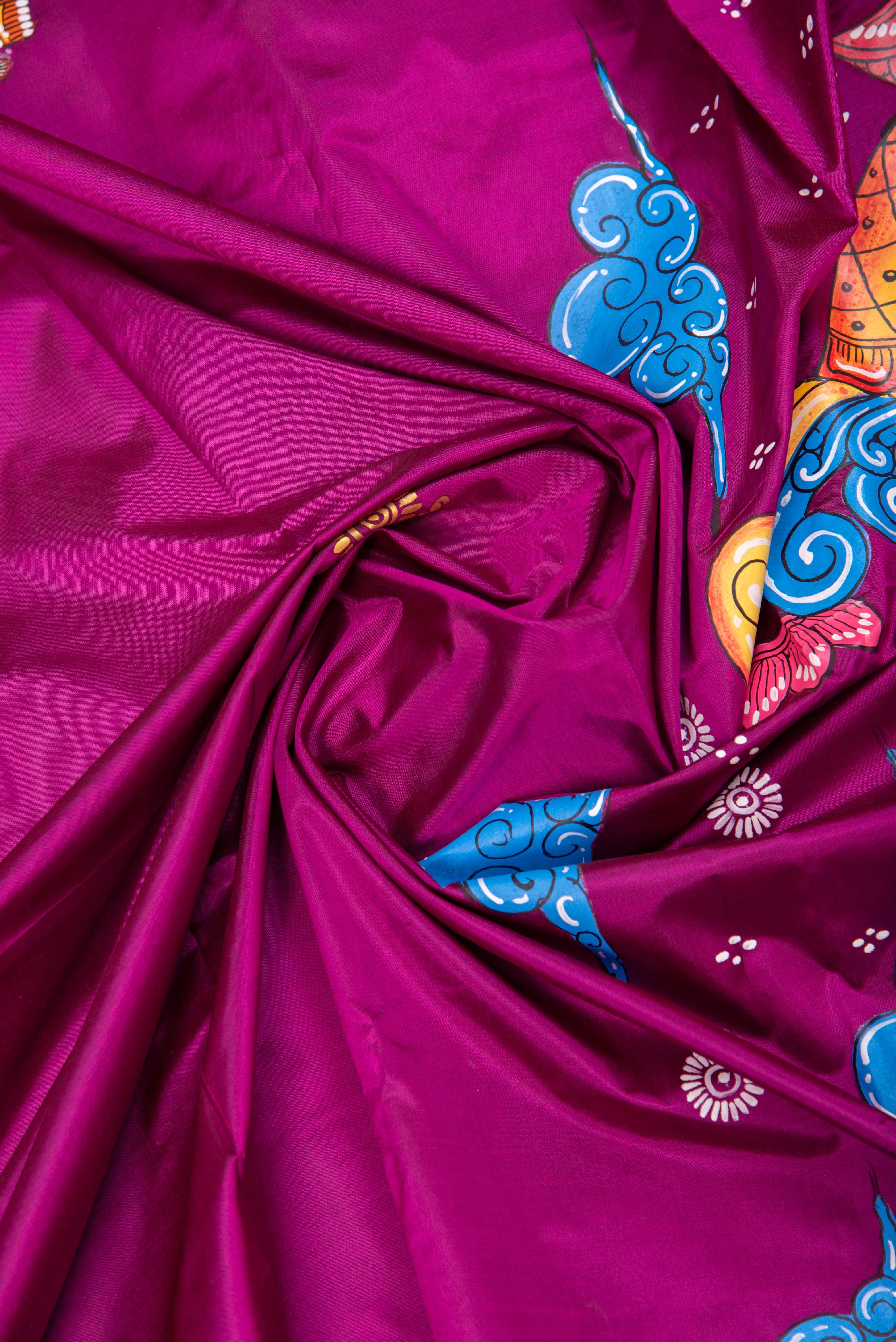 Pattachitra hand painted saree on pure silk - Sita Haran Theme