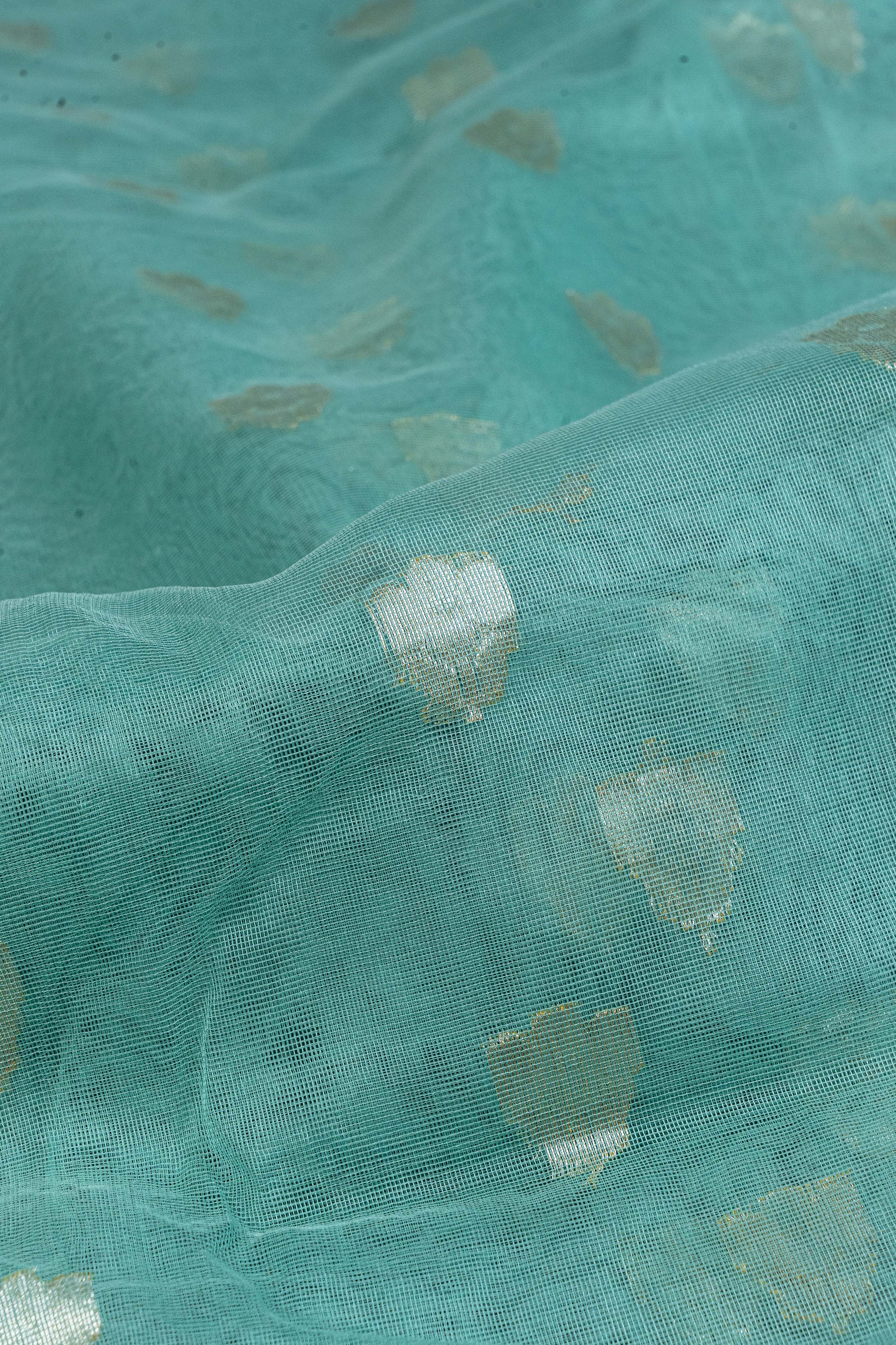 Banarasi Net Jamdani with Paithani border Saree - sea green