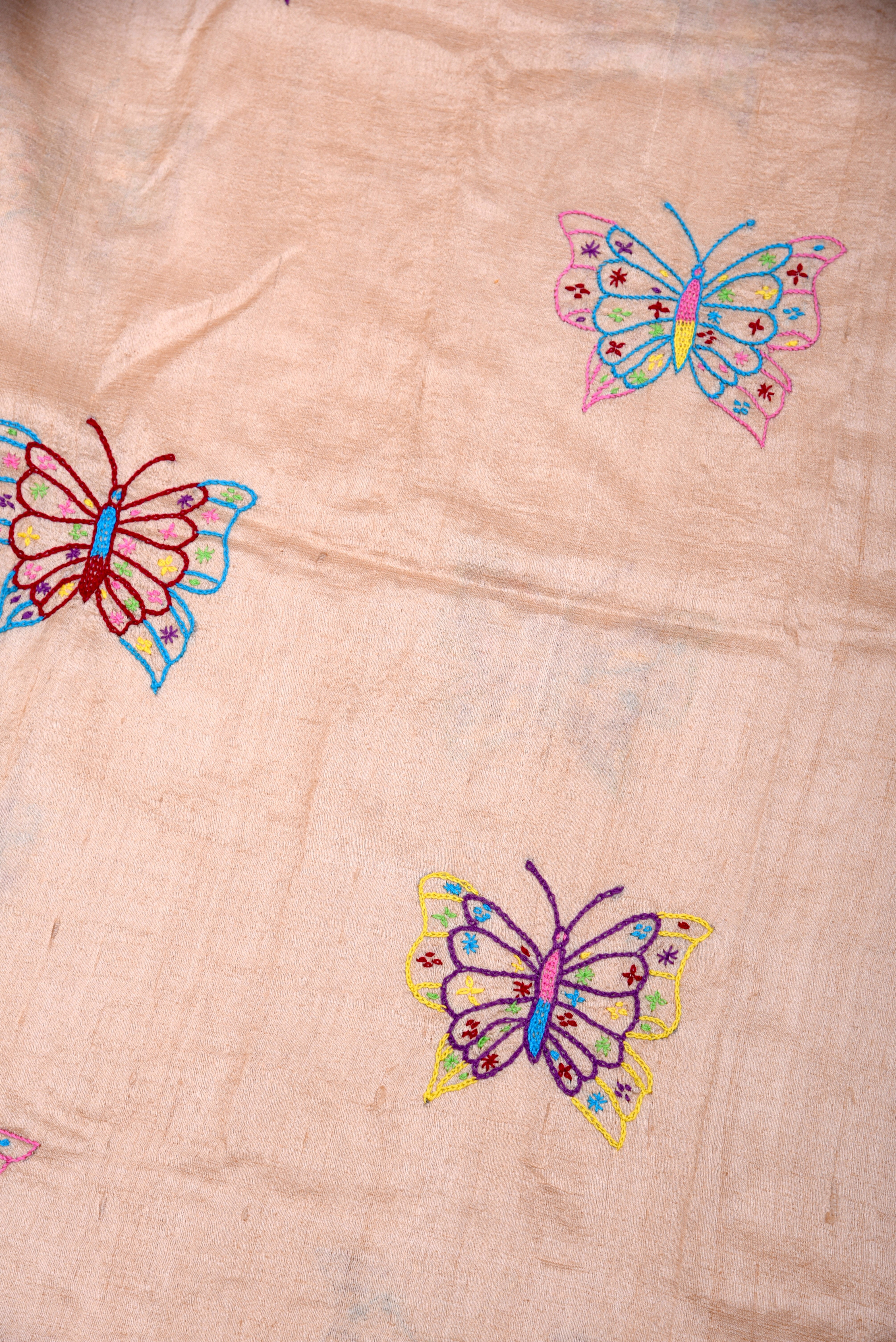 Lambani Hand Embroidered Vidharba Tussar Saree with butterfly theme
