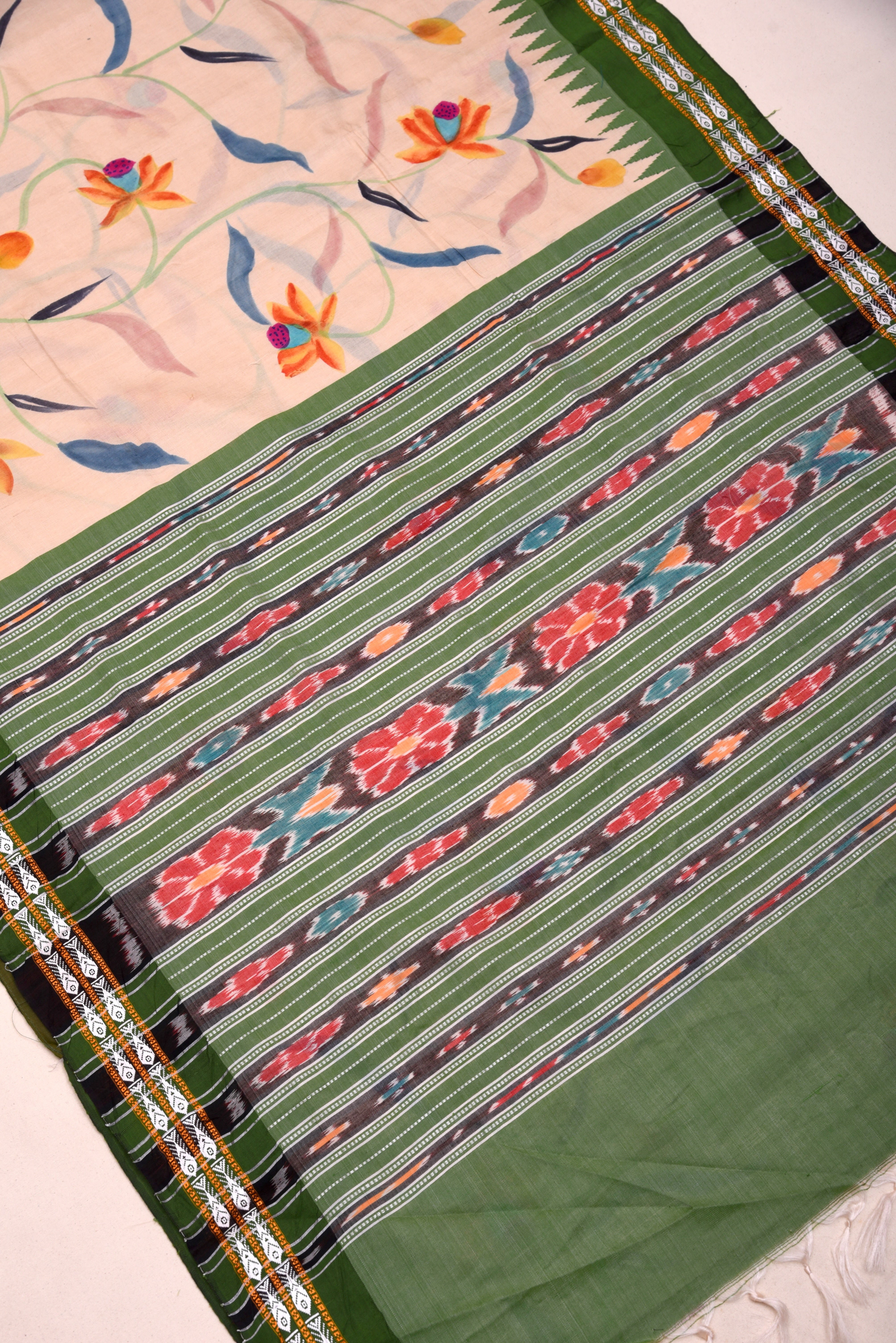 Raw Silk handloom printed saree