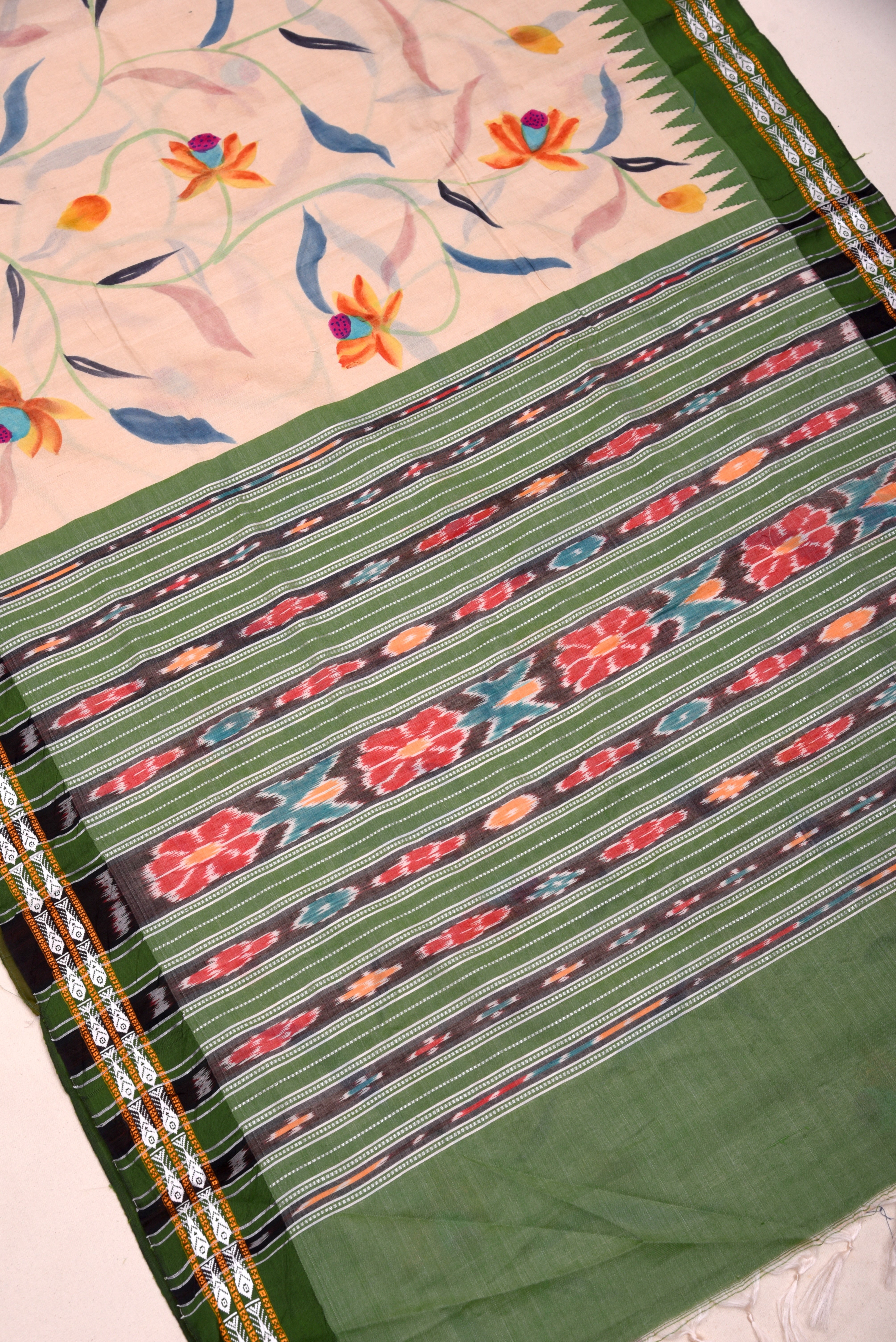 Raw Silk handloom printed saree