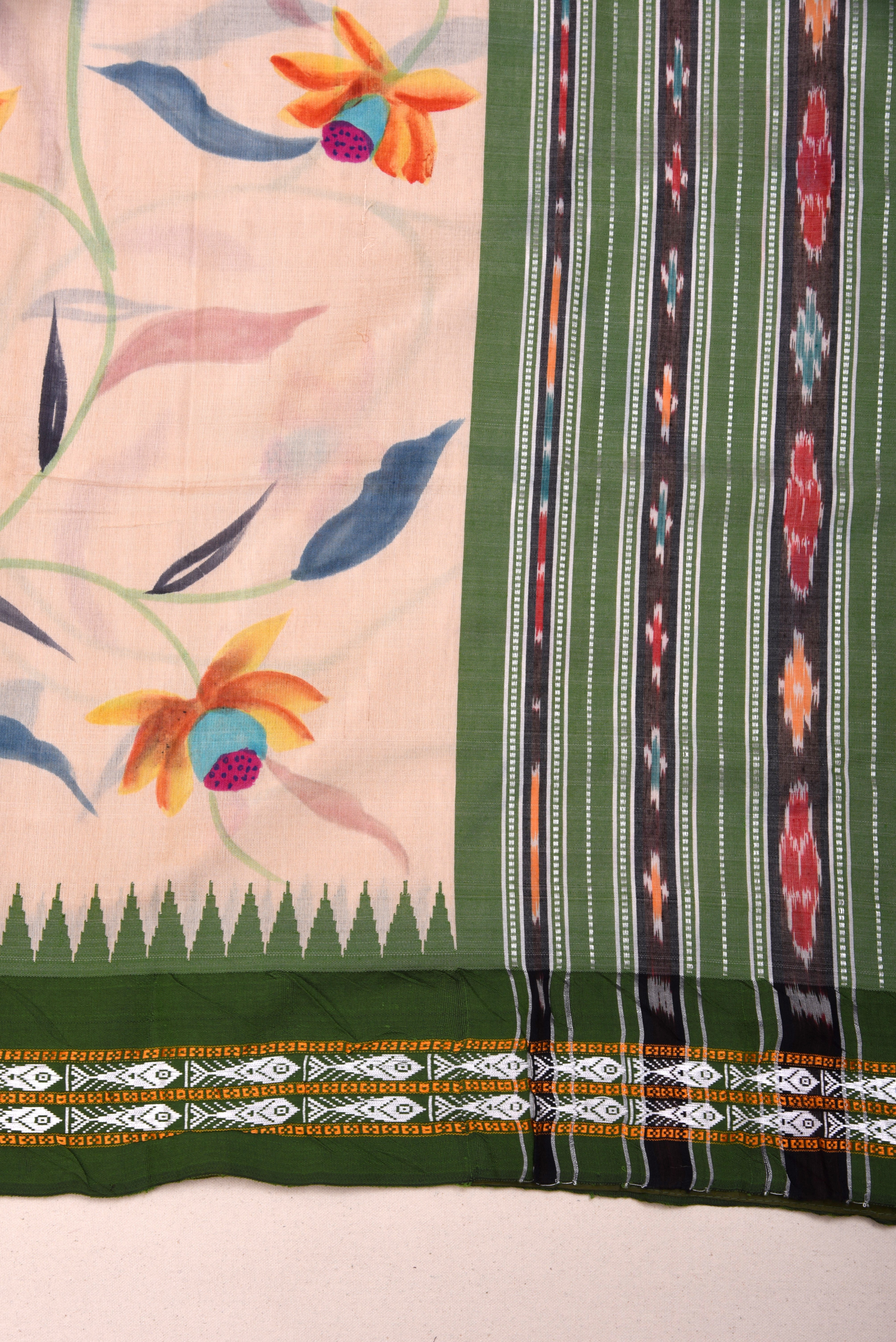 Raw Silk handloom printed saree