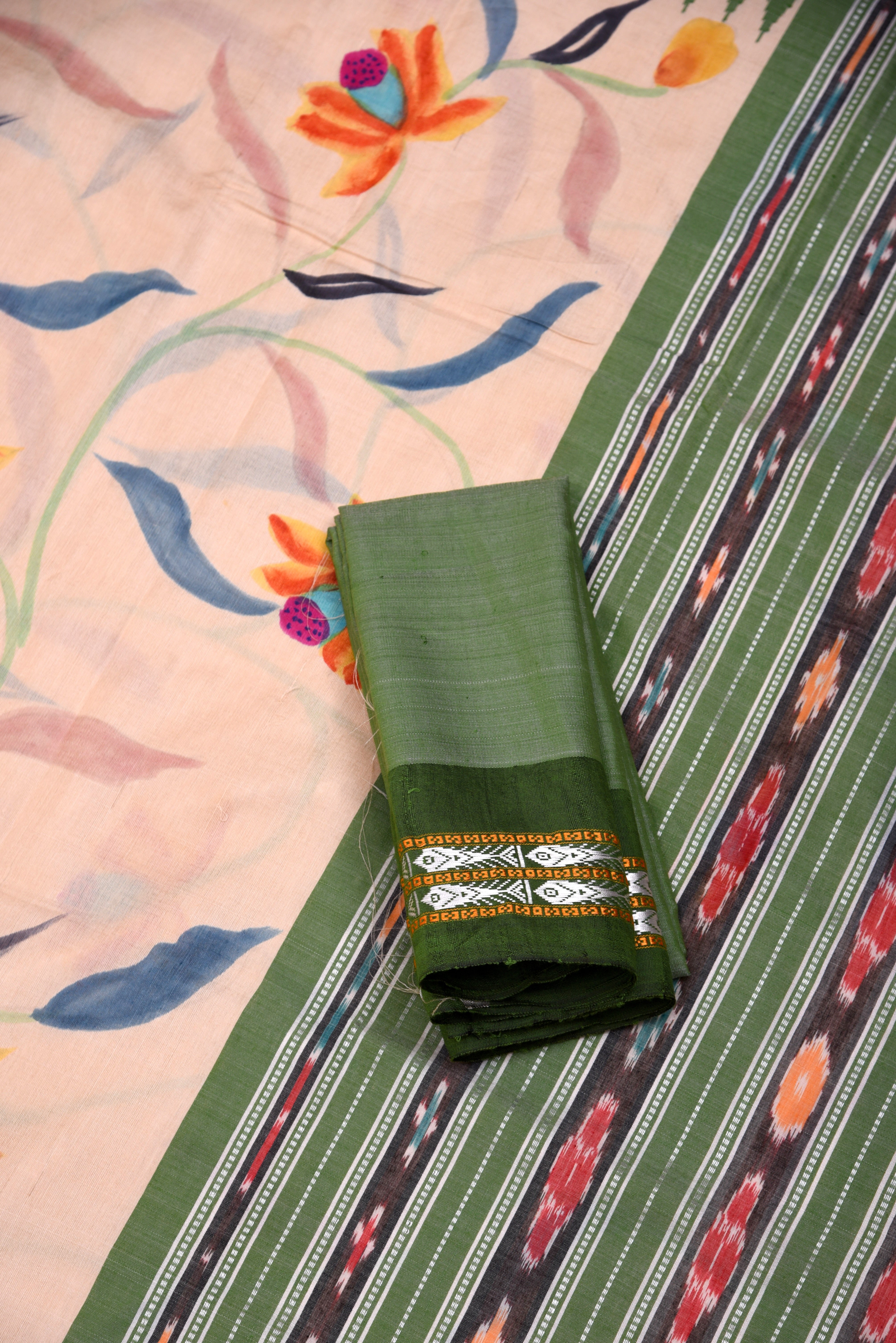 Raw Silk handloom printed saree