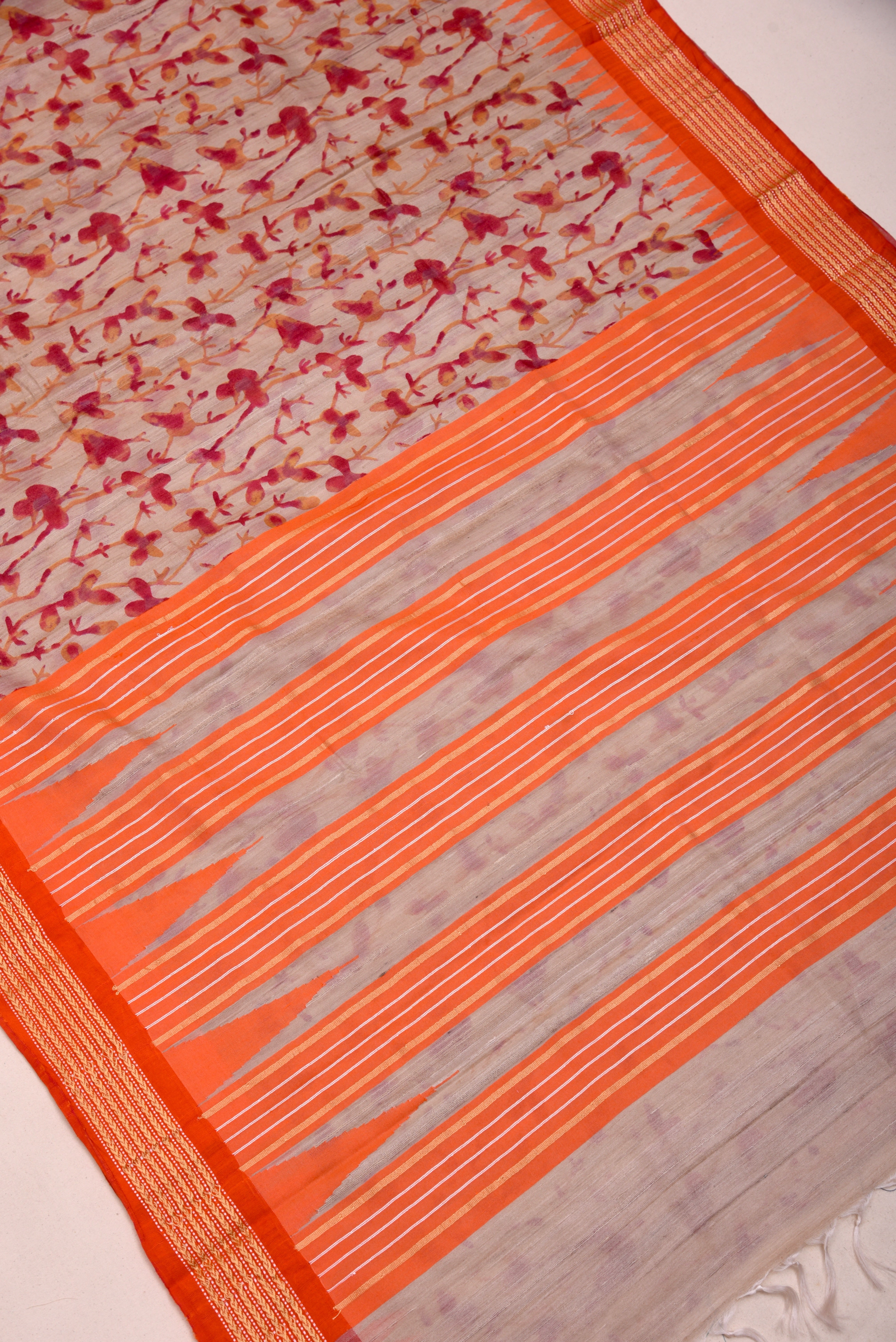 Raw Silk handloom printed saree