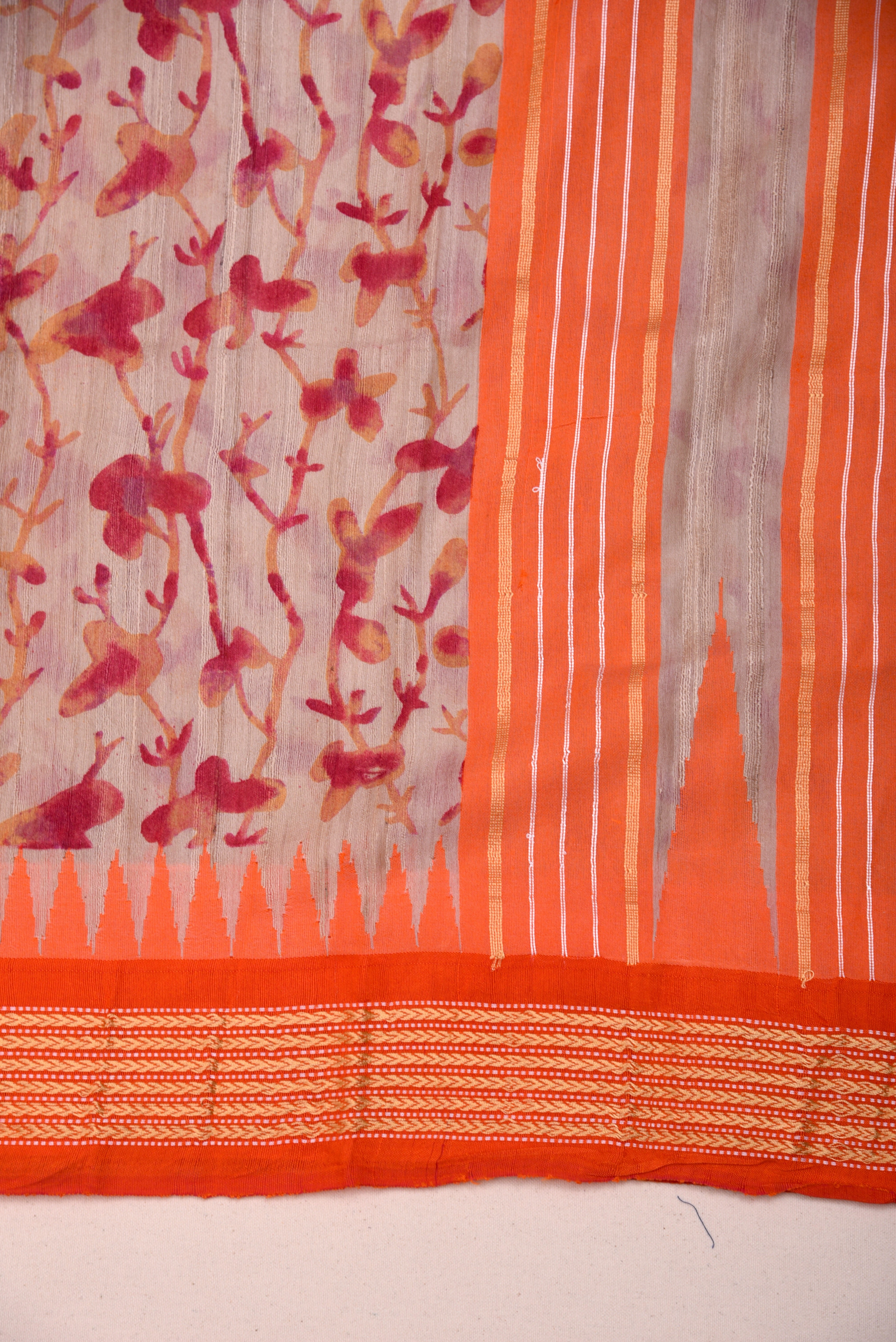 Raw Silk handloom printed saree