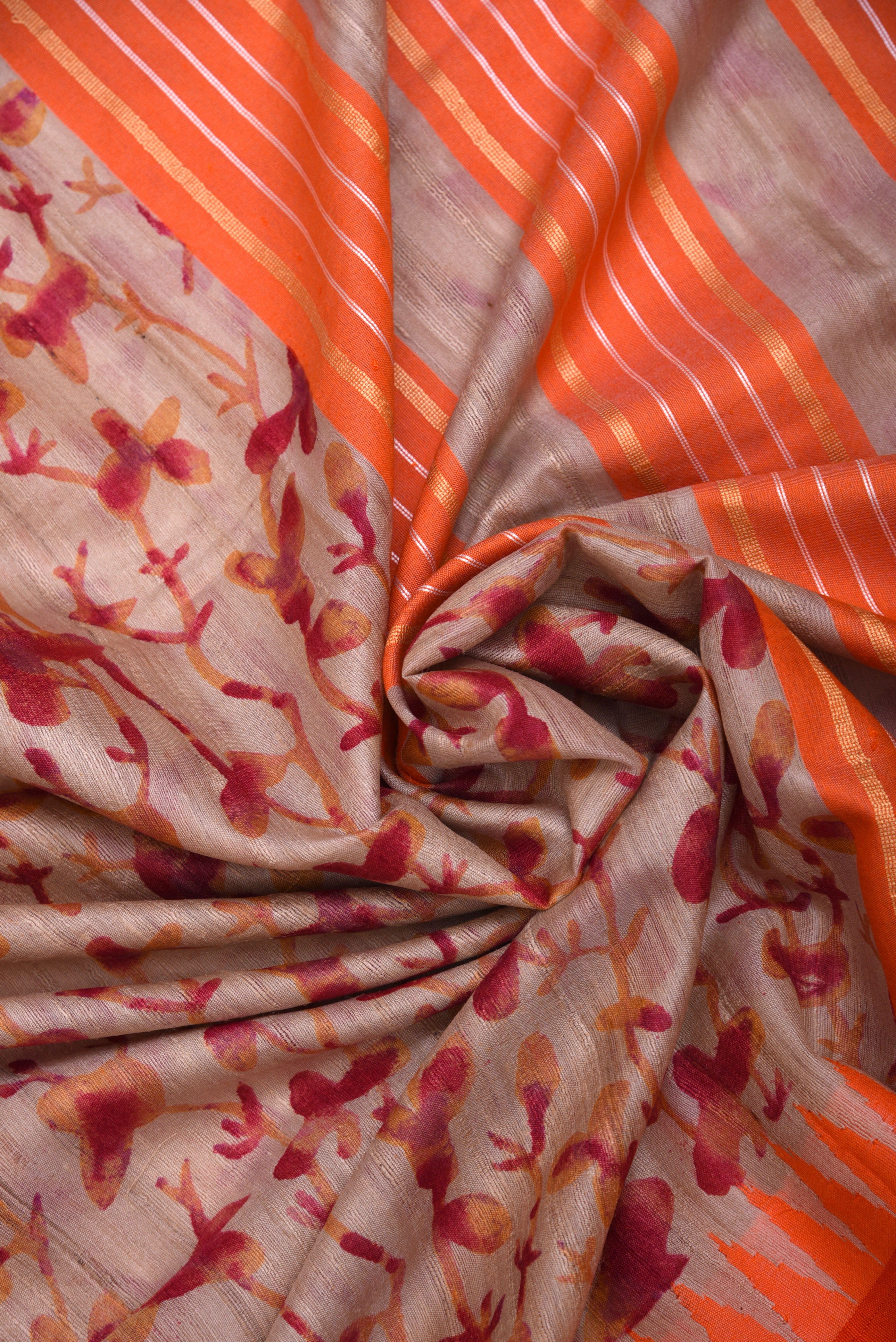 Raw Silk handloom printed saree