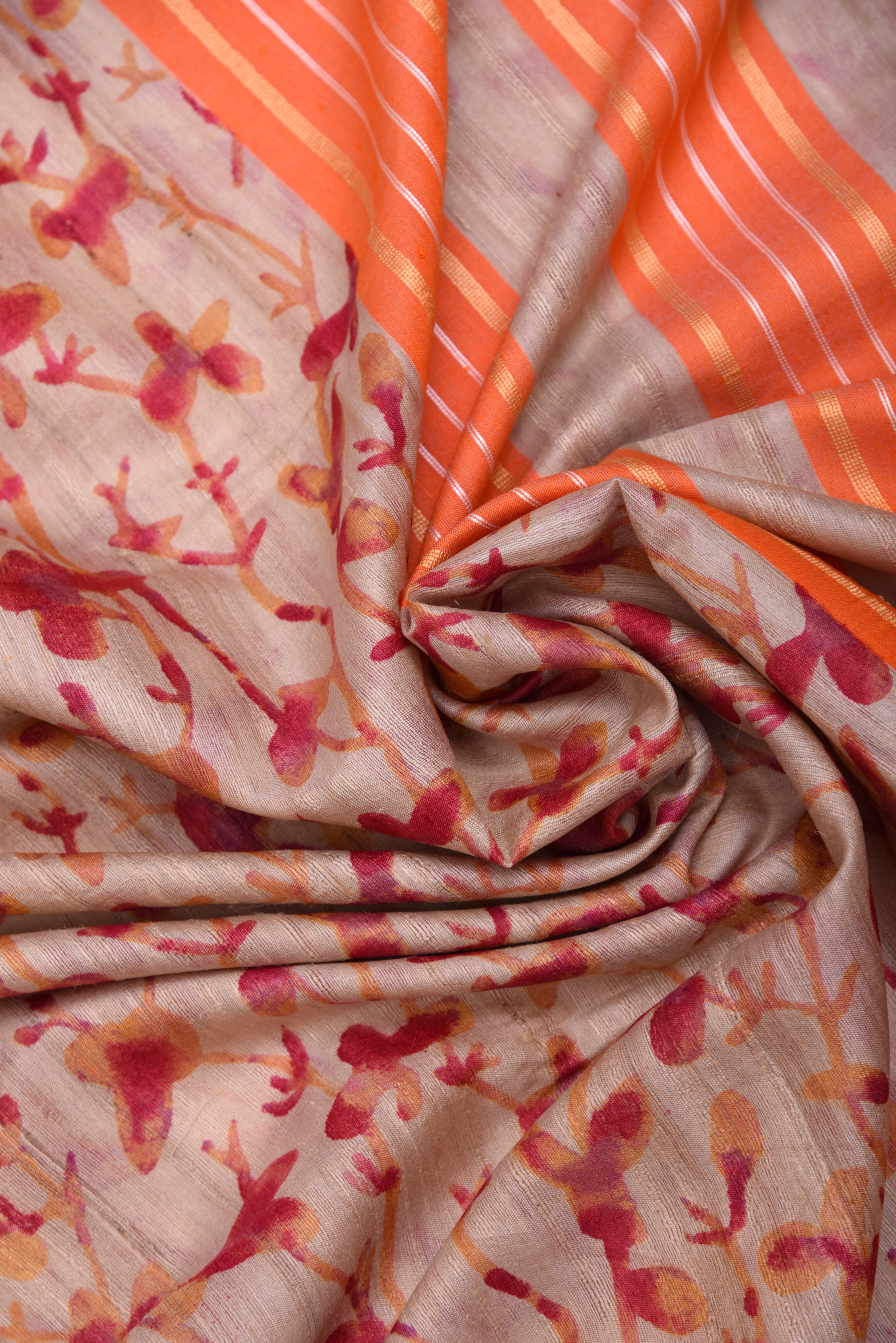 Raw Silk handloom printed saree