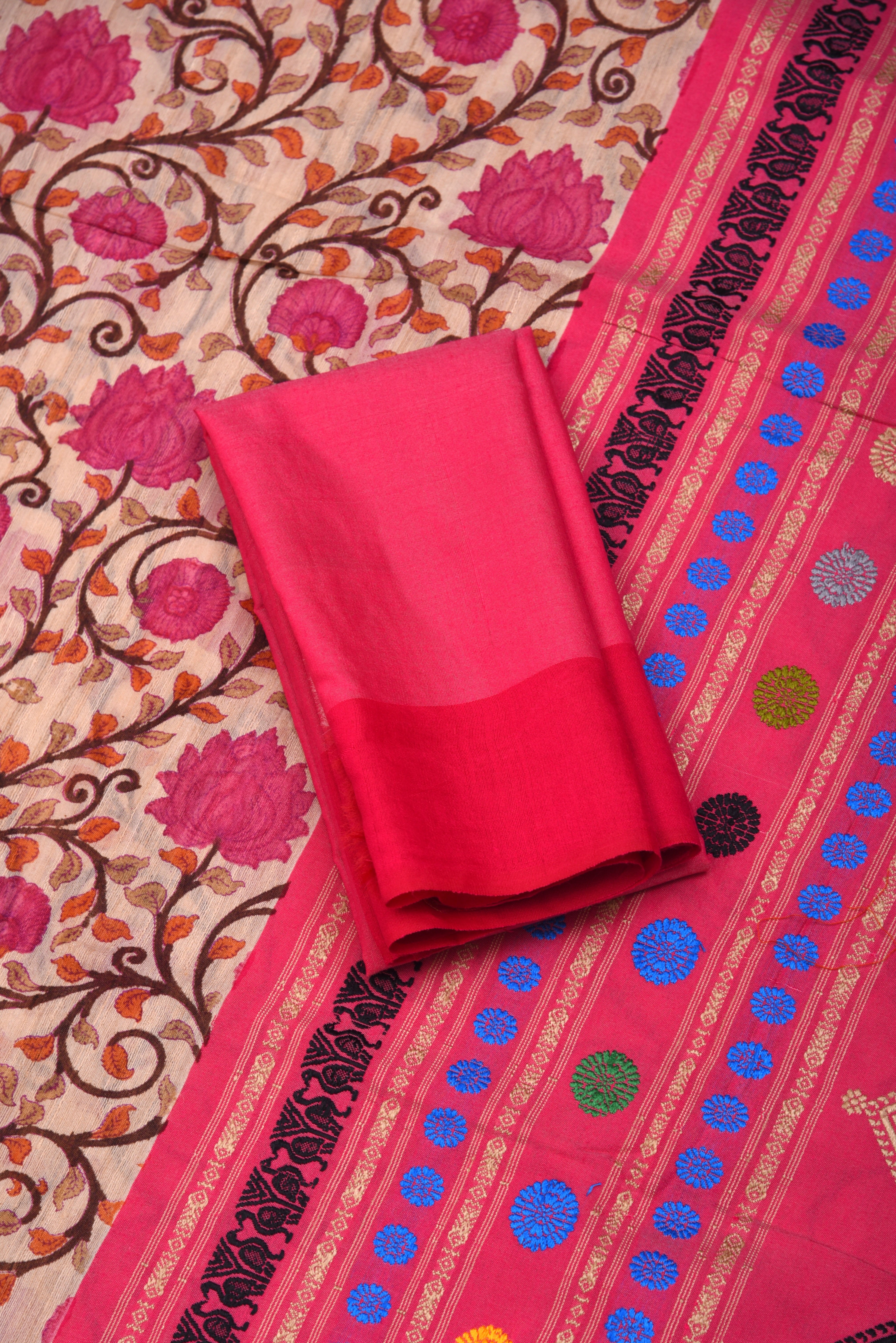 Raw Silk handloom printed saree
