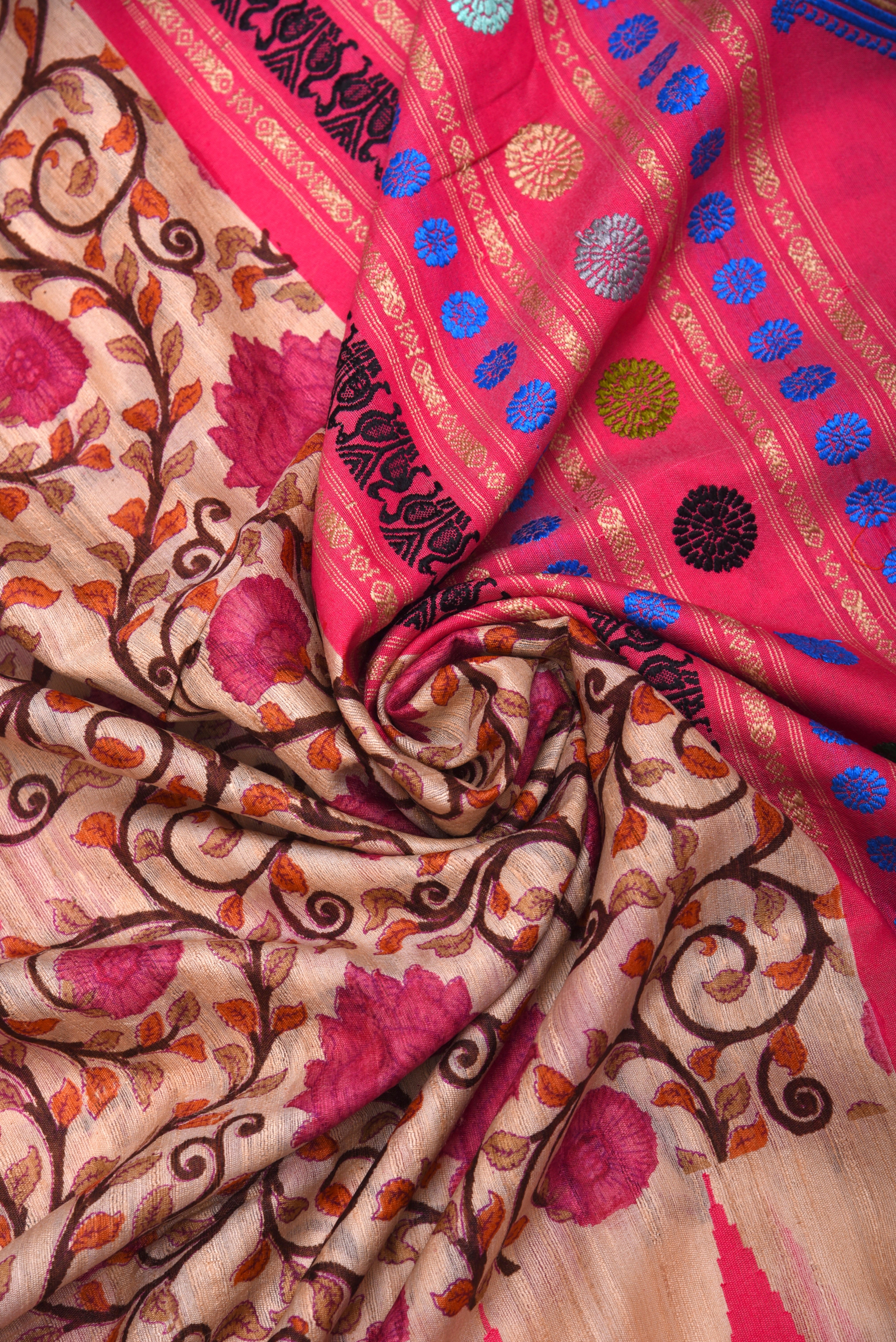 Raw Silk handloom printed saree