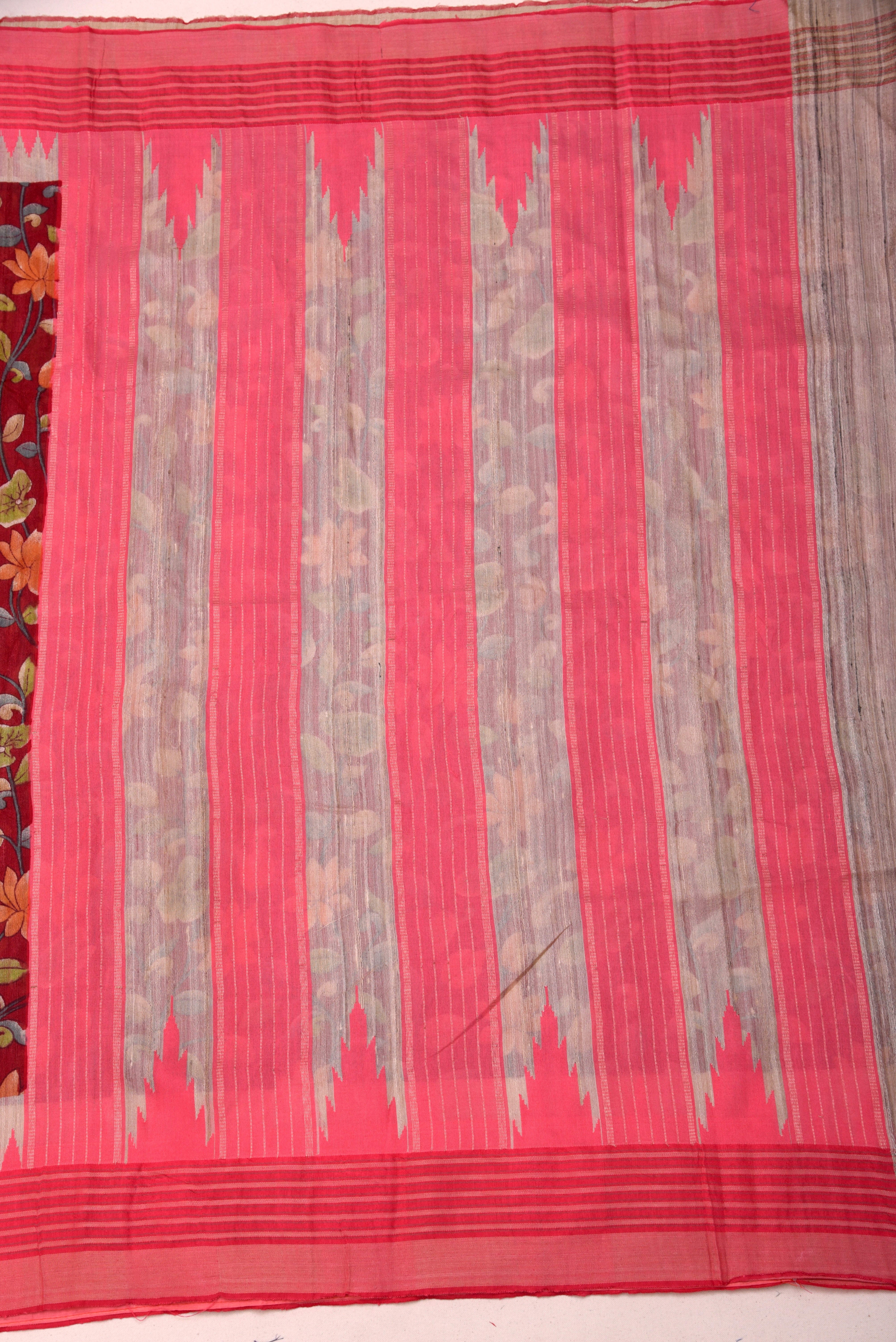 Raw Silk handloom printed saree