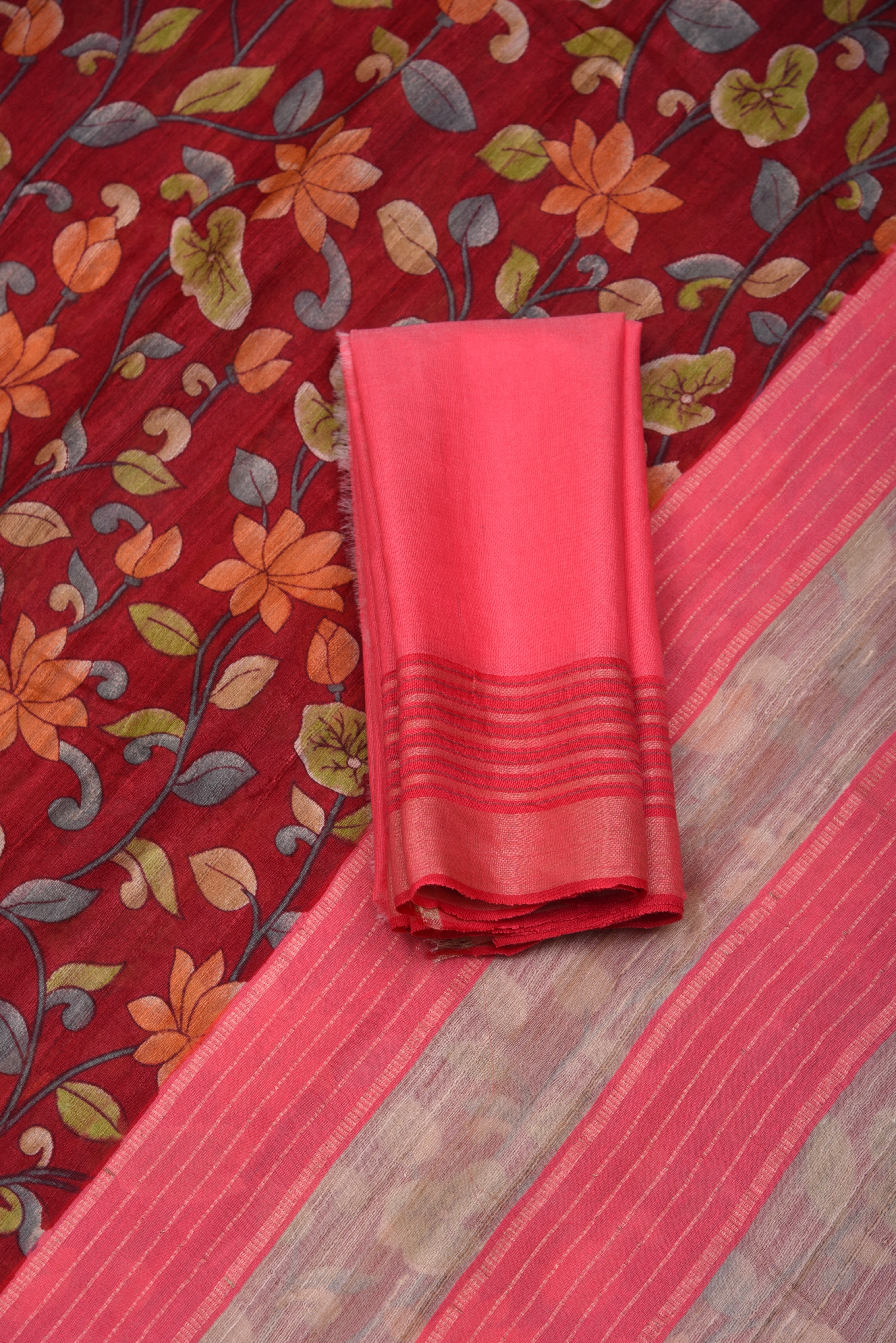 Raw Silk handloom printed saree