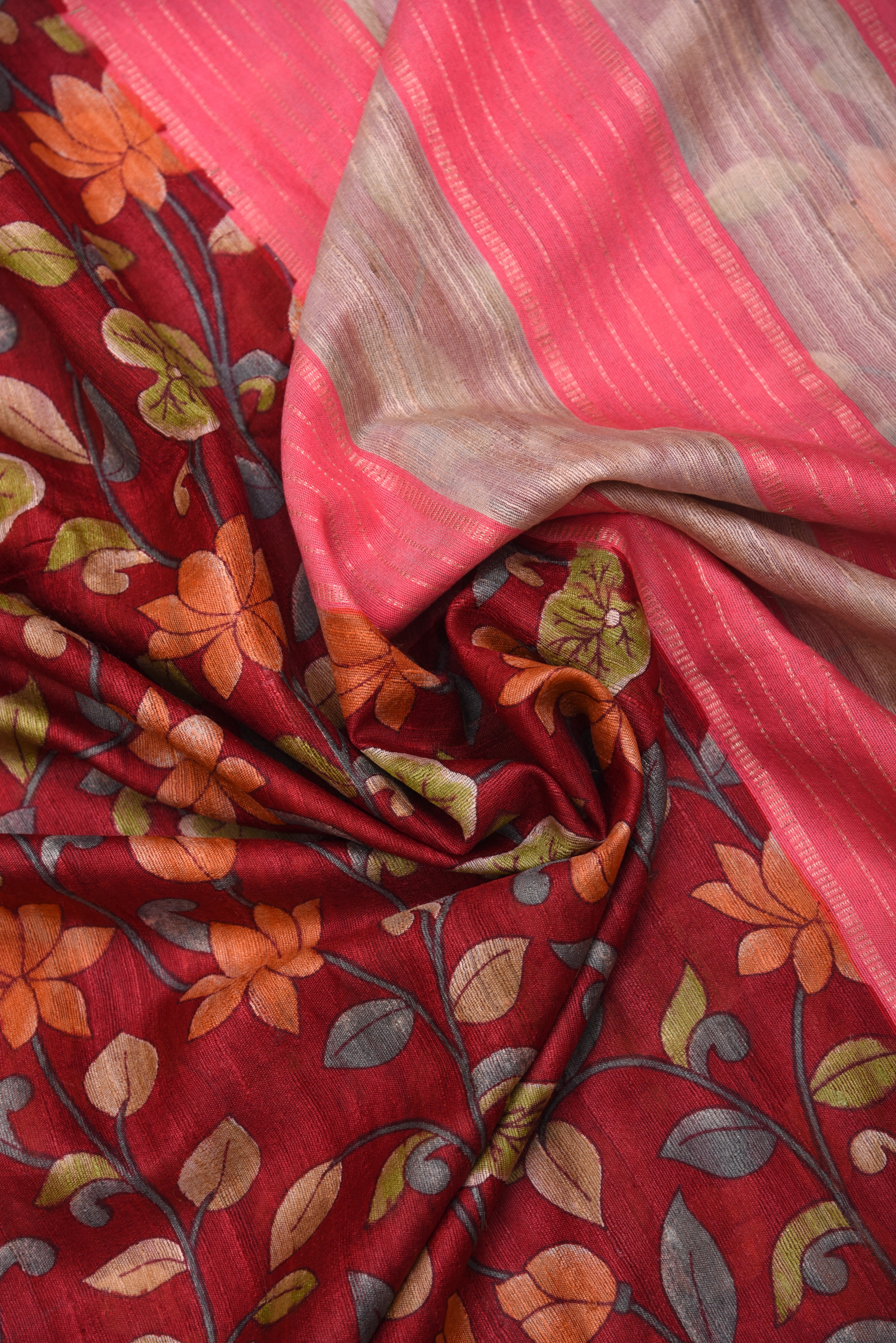Raw Silk handloom printed saree