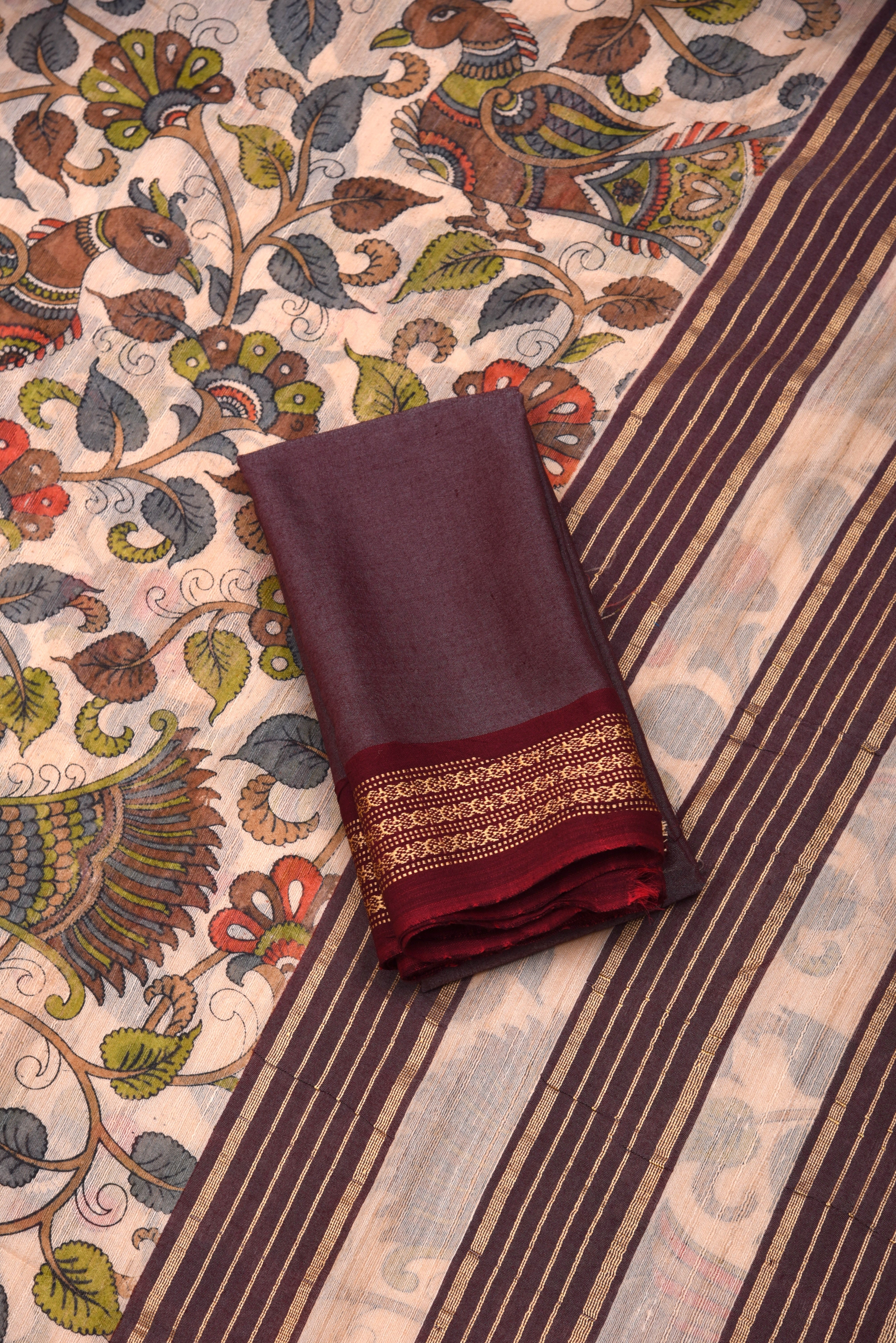 Raw Silk handloom printed saree