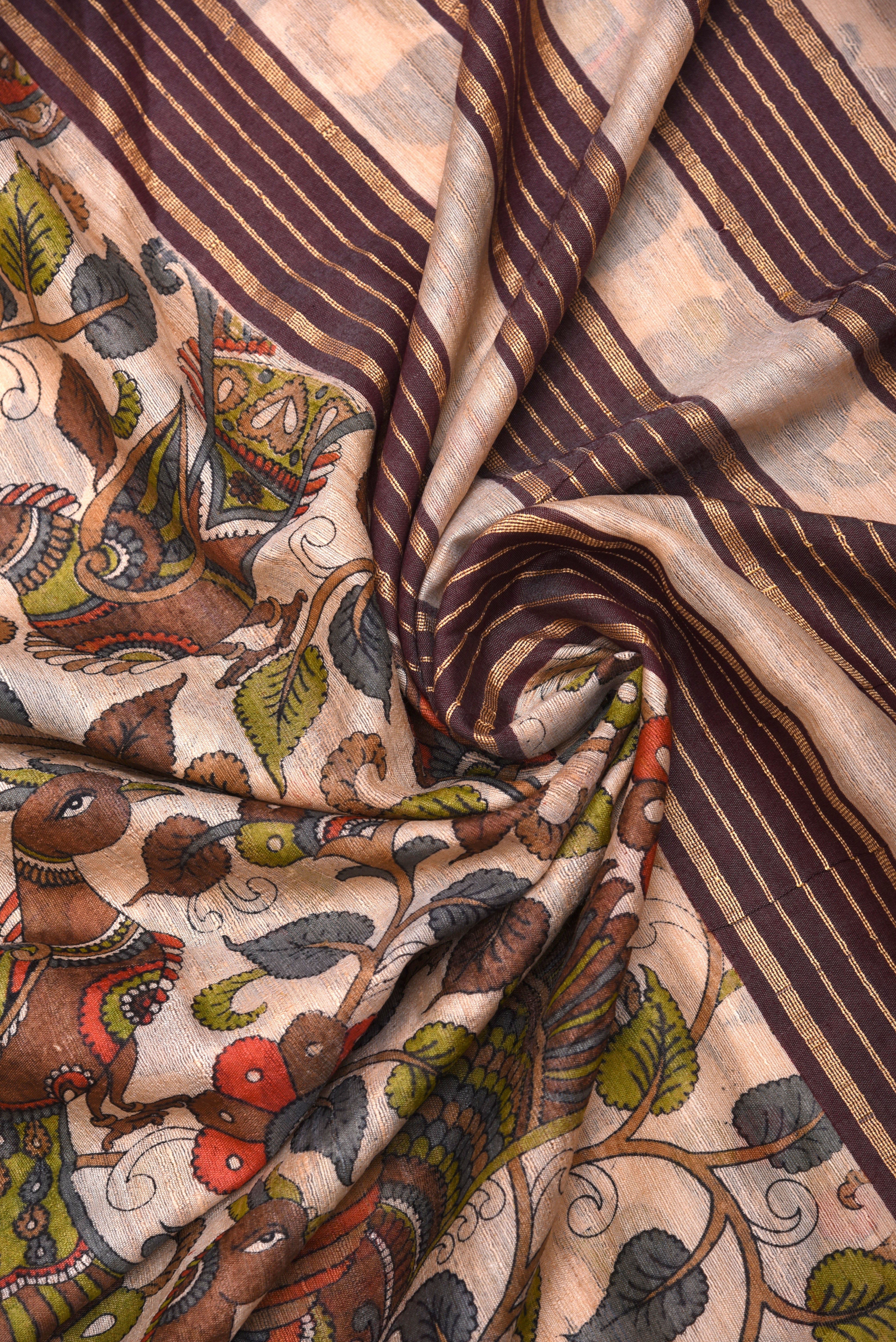 Raw Silk handloom printed saree