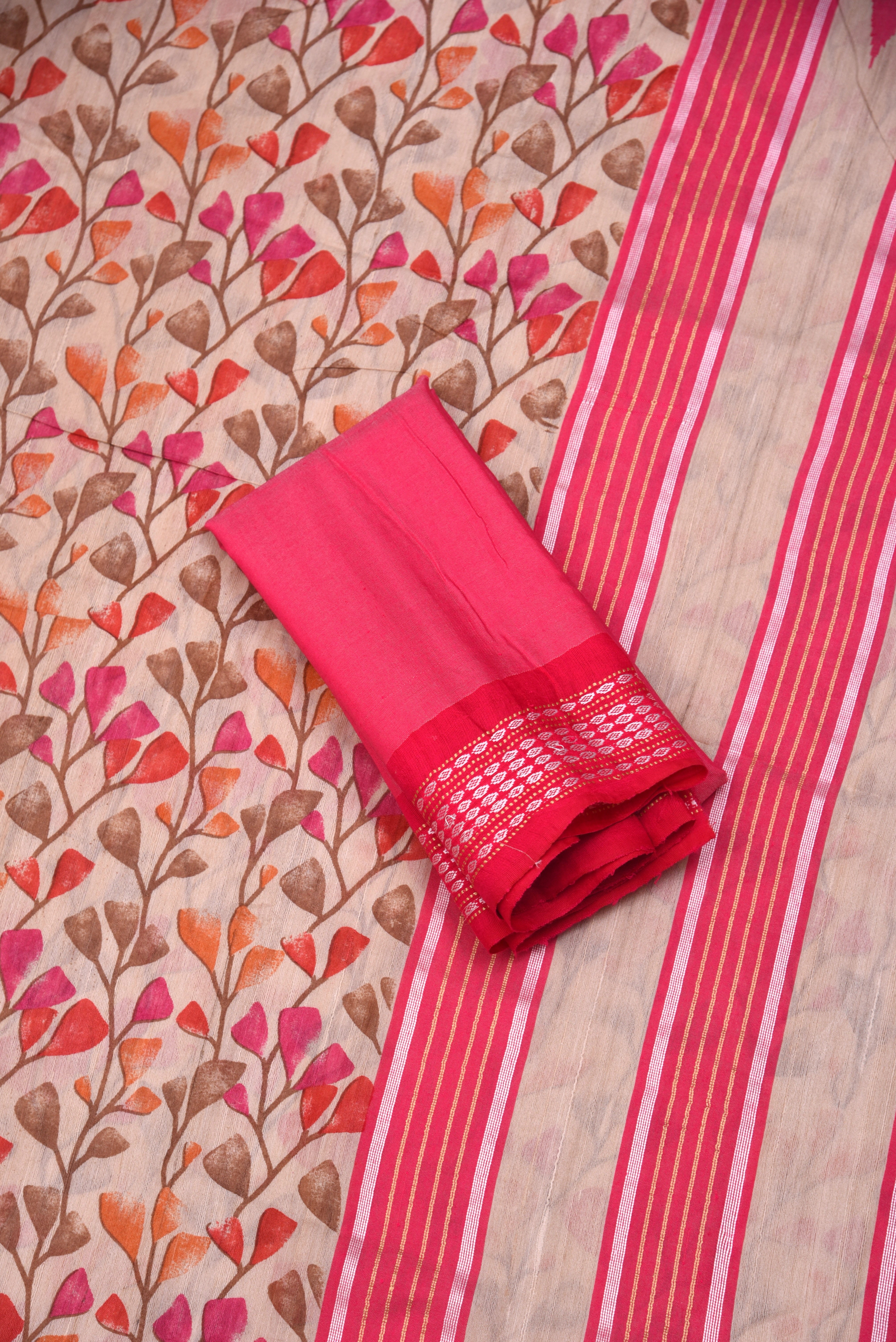 Raw Silk handloom printed saree