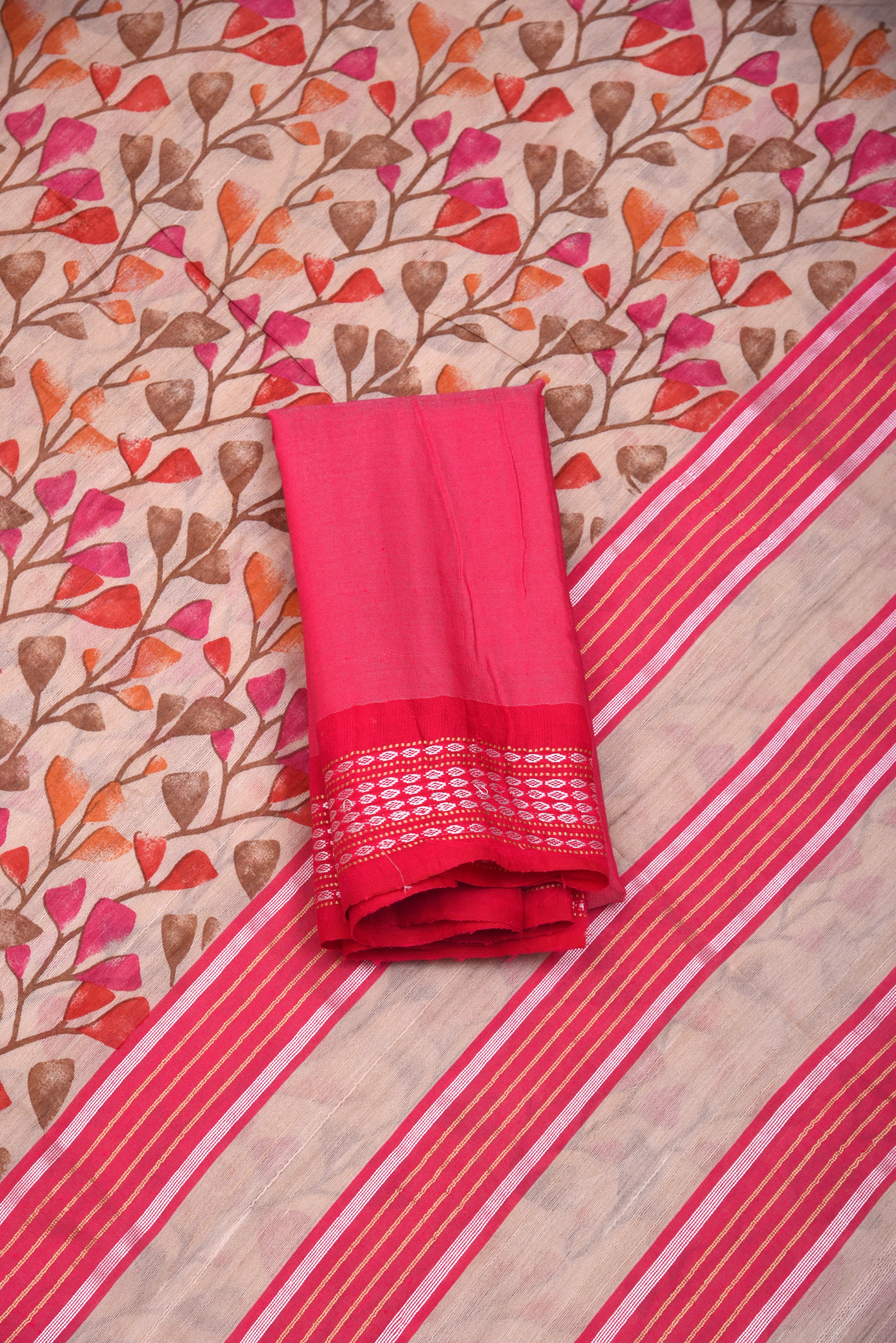 Raw Silk handloom printed saree