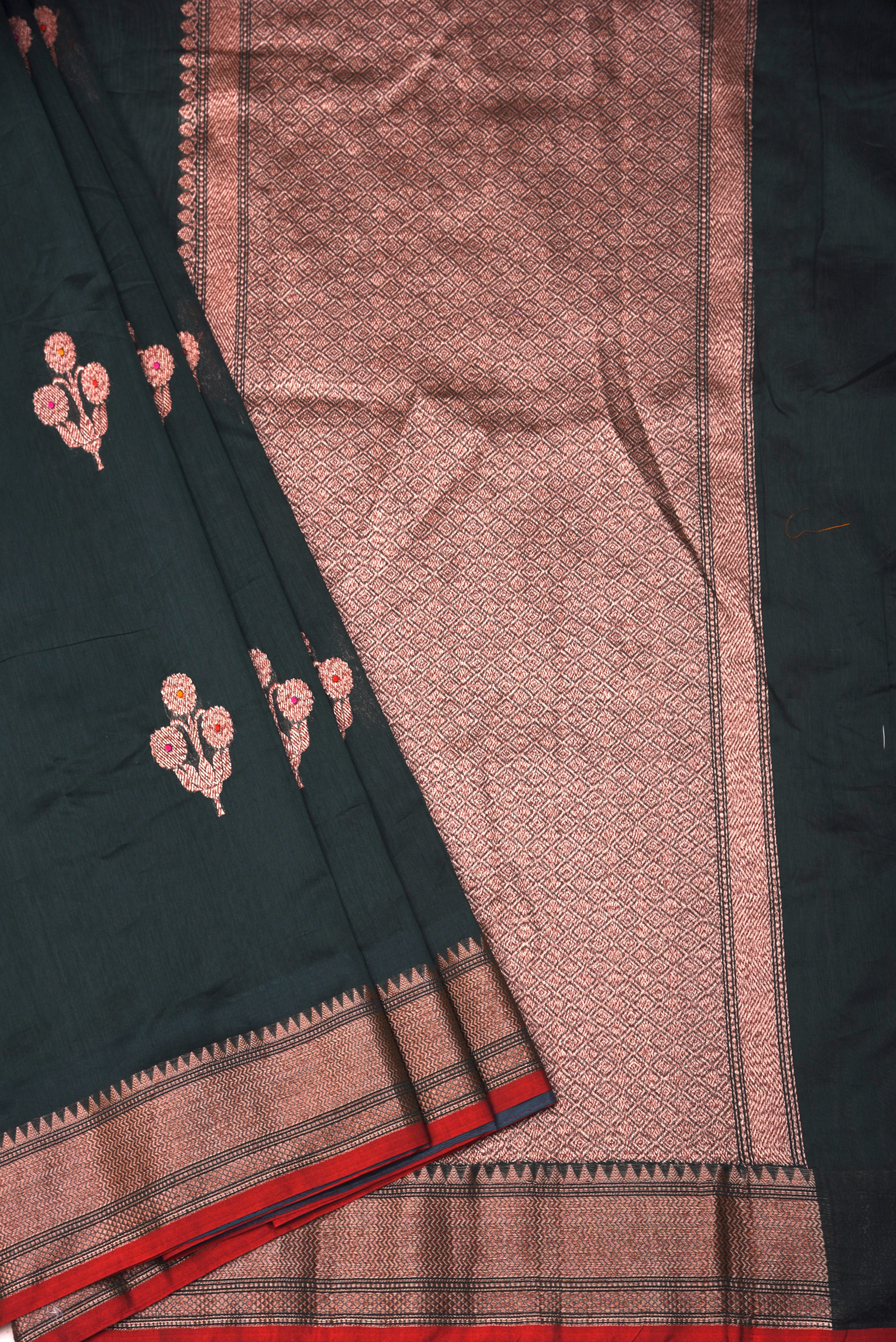Chanderi Cotton Silk Saree with weaving