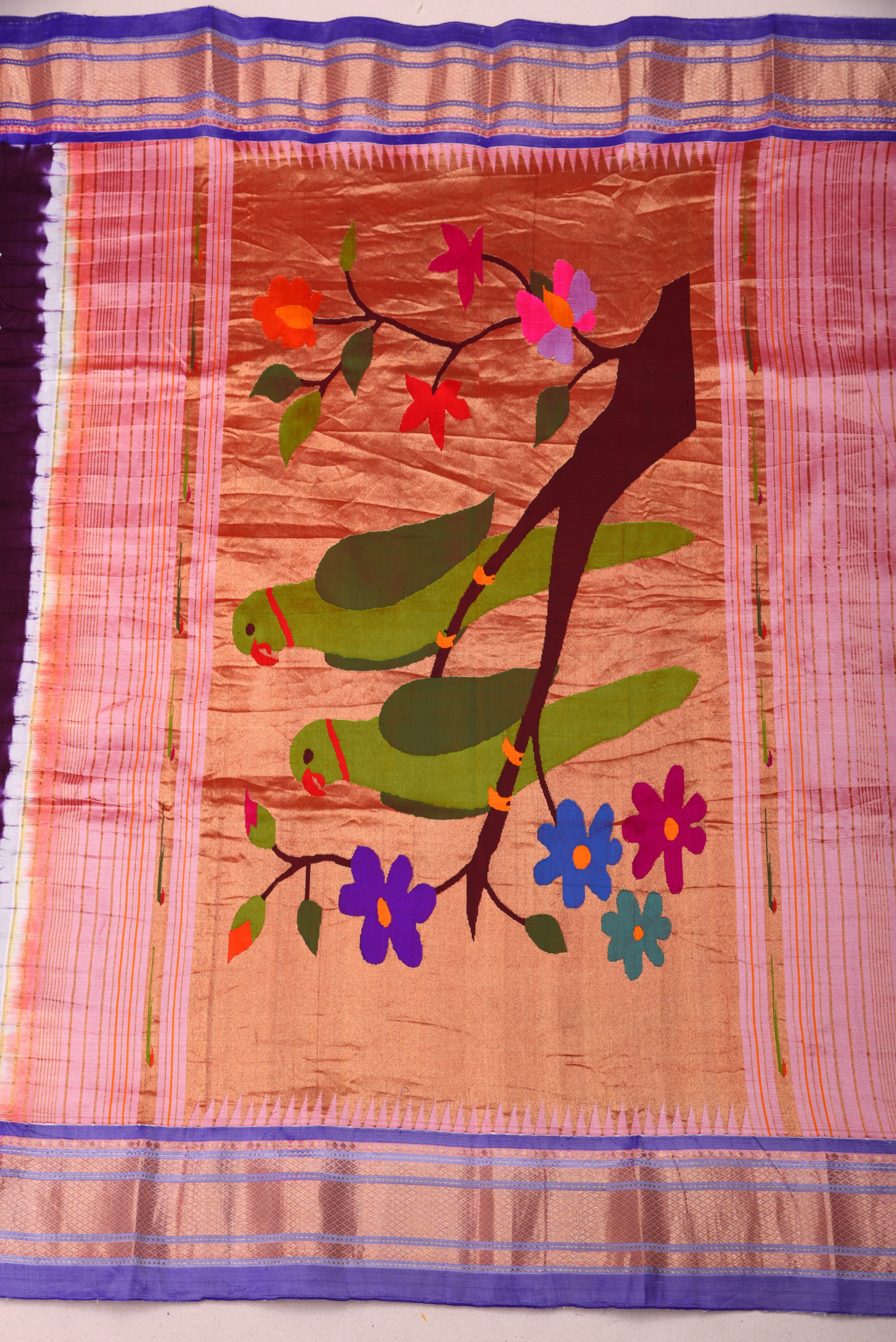 Paithani Pure silk handloom saree with bandhani