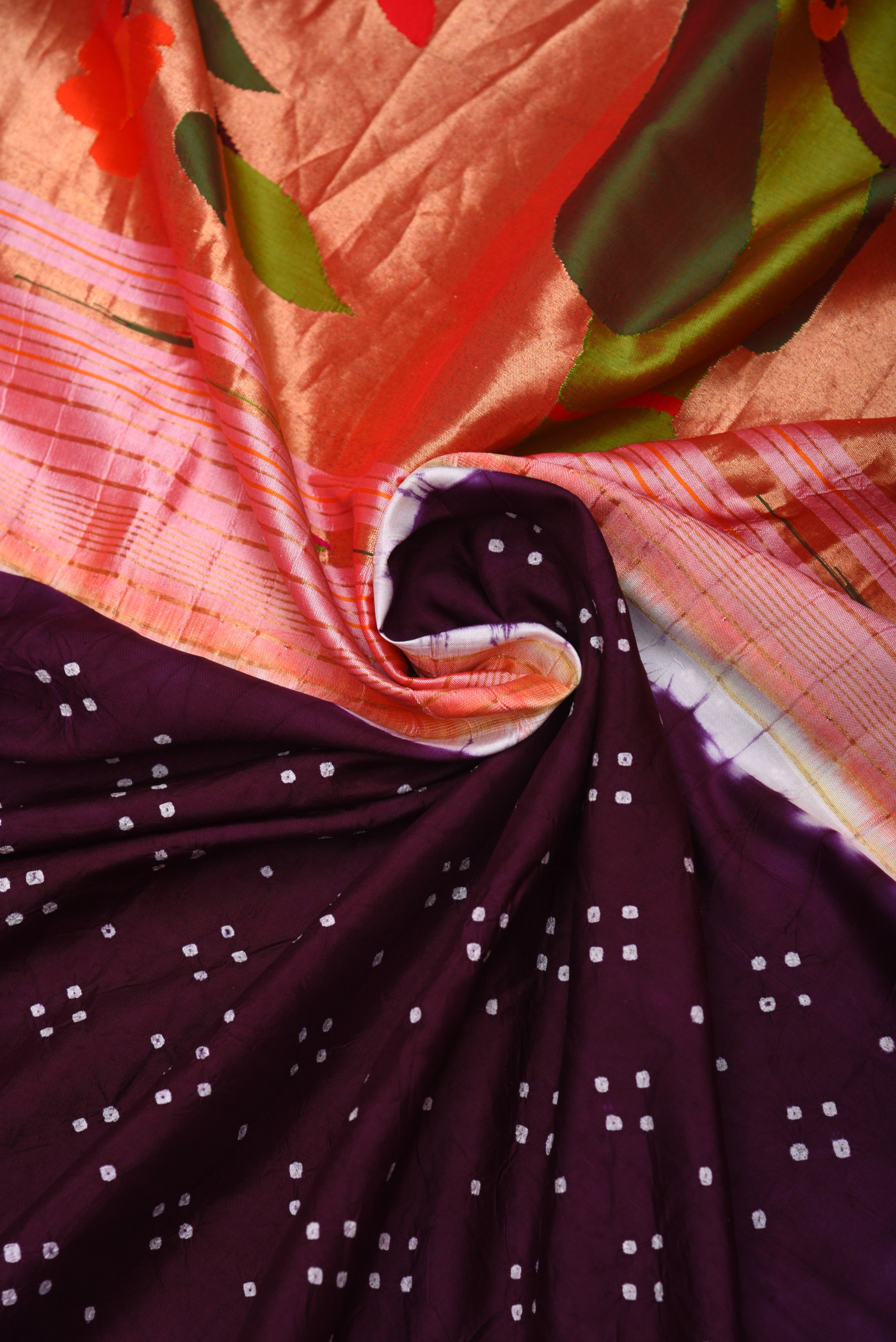 Paithani Pure silk handloom saree with bandhani