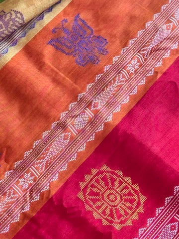 Odisha Double Berhampuri Pure Silk Handloom Saree - off white