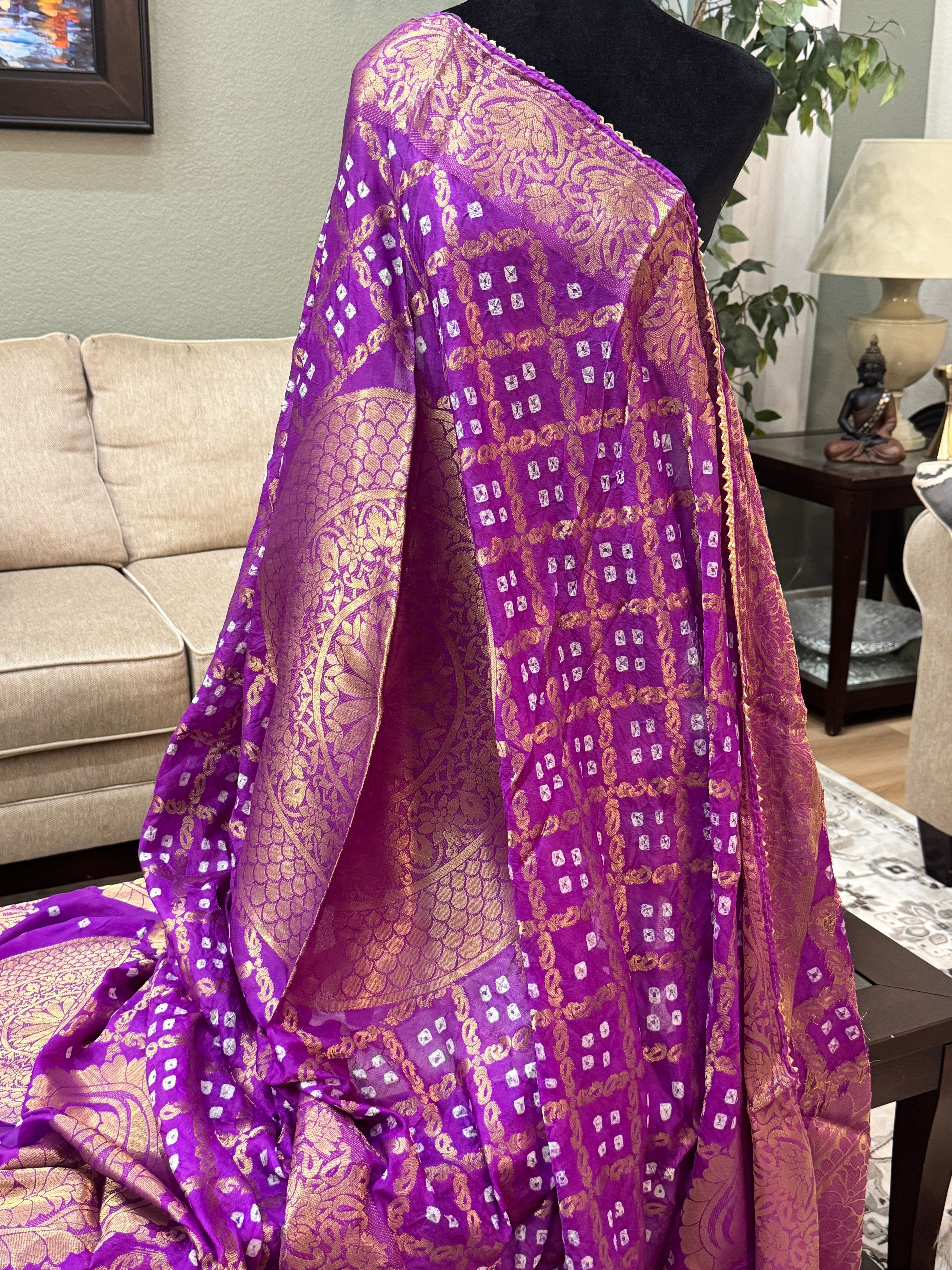 Silk Gharchola dupatta - purple