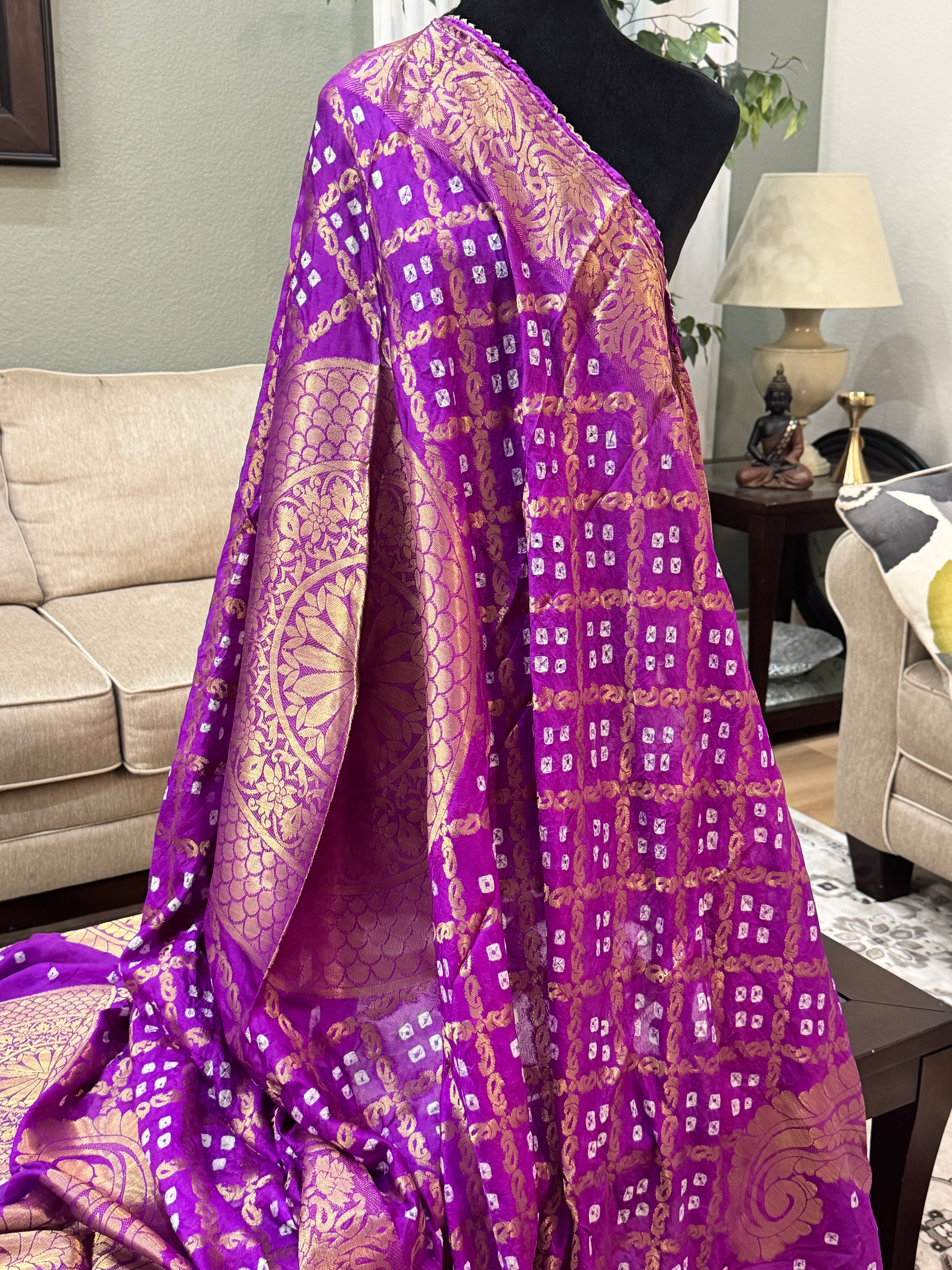Silk Gharchola dupatta - purple
