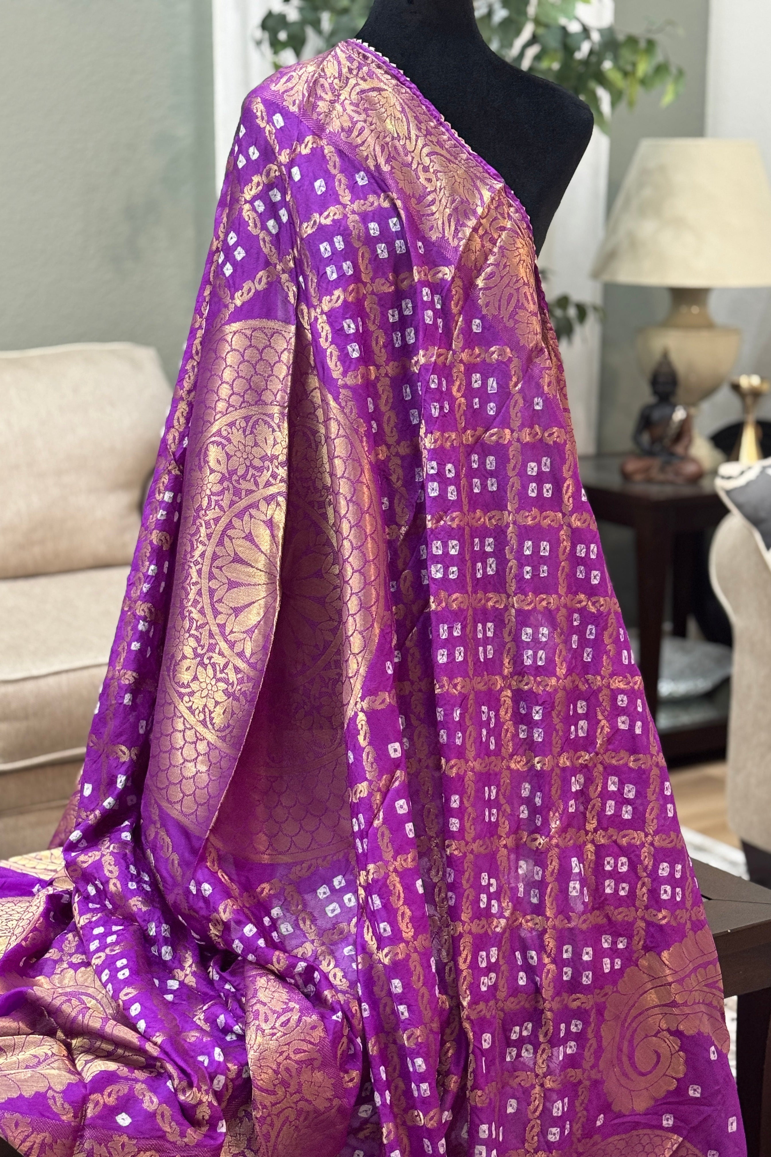 Silk Gharchola dupatta - purple