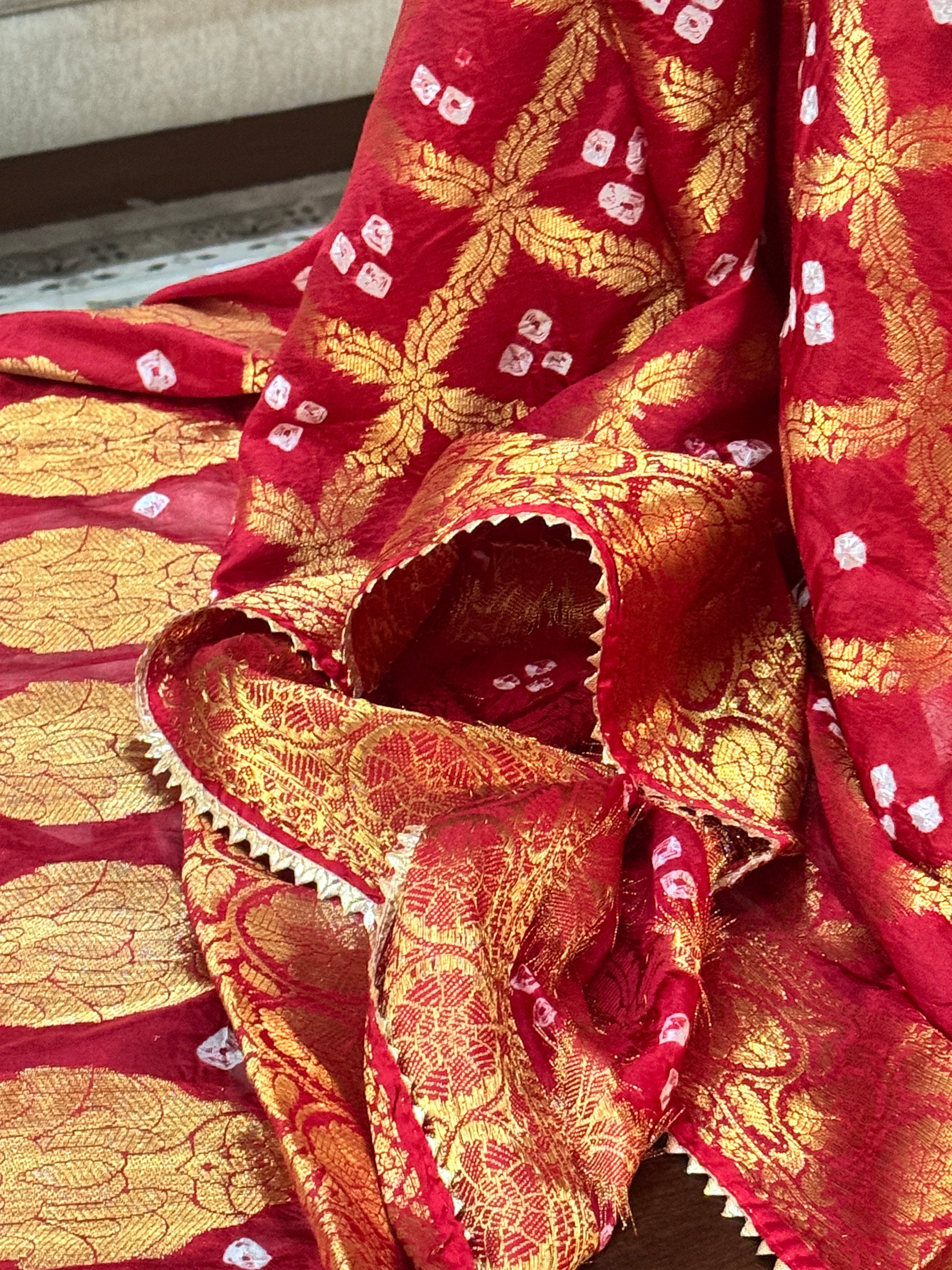 Silk Gharchola dupatta - red