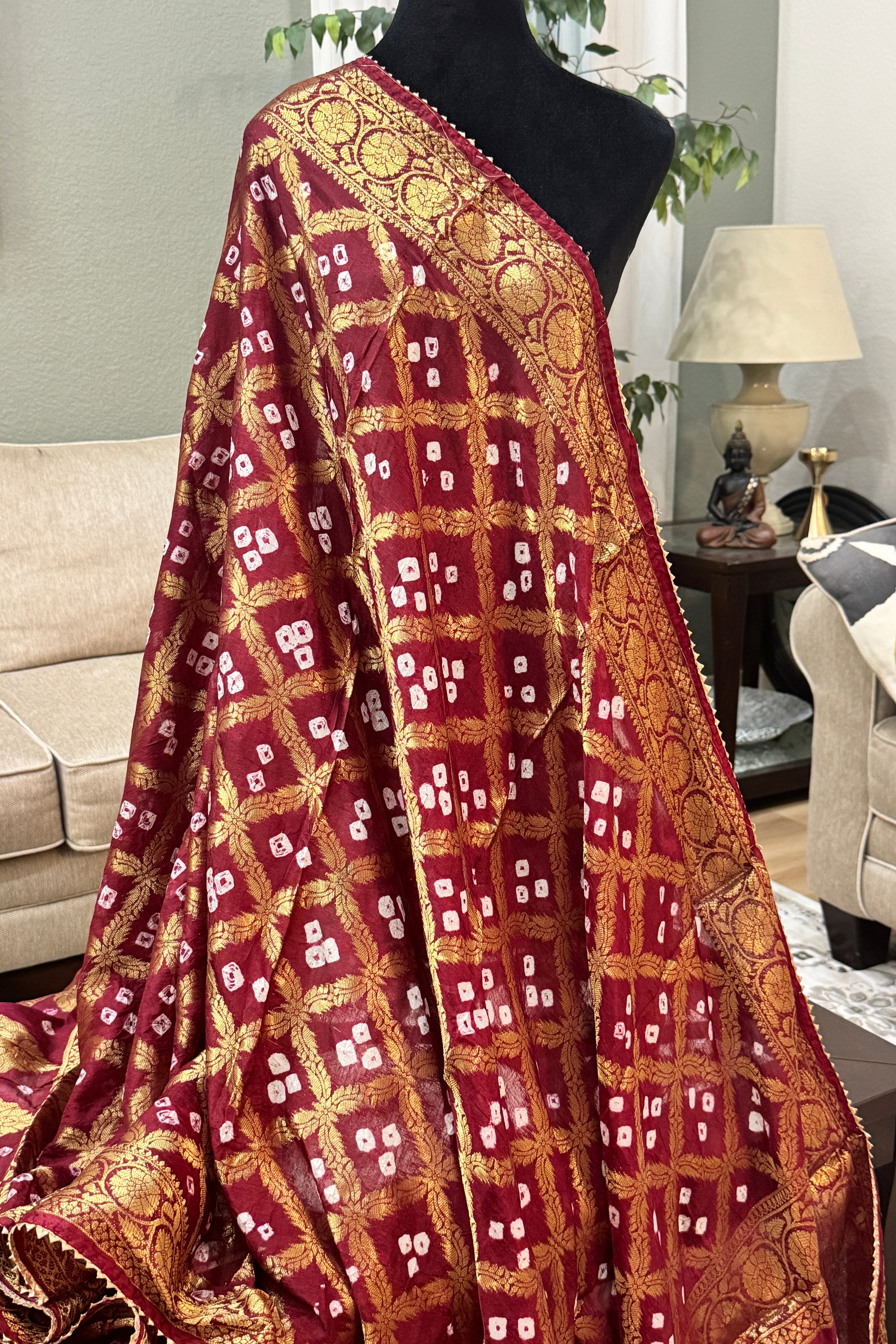 Silk Gharchola dupatta - maroon
