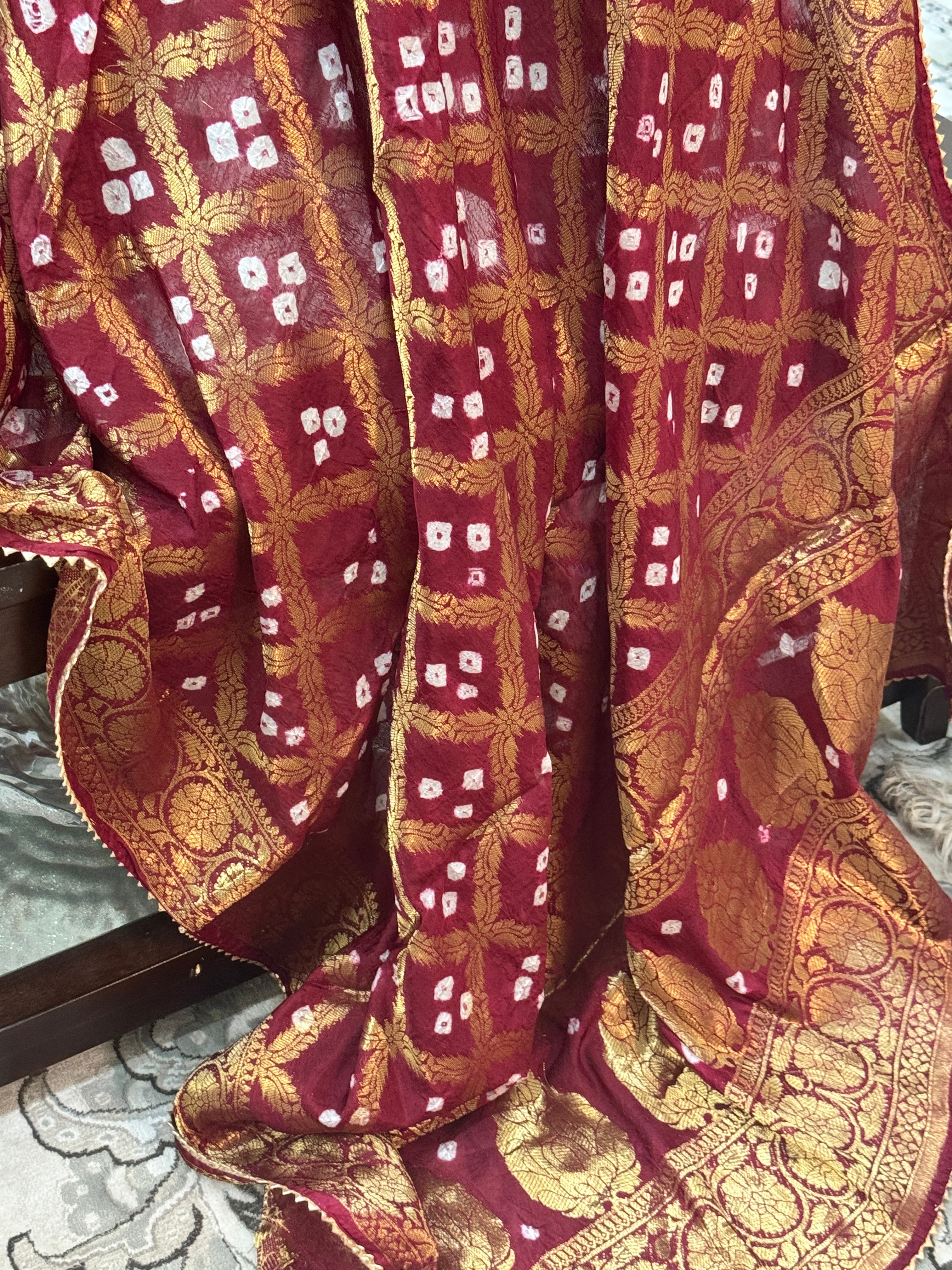 Silk Gharchola dupatta - maroon