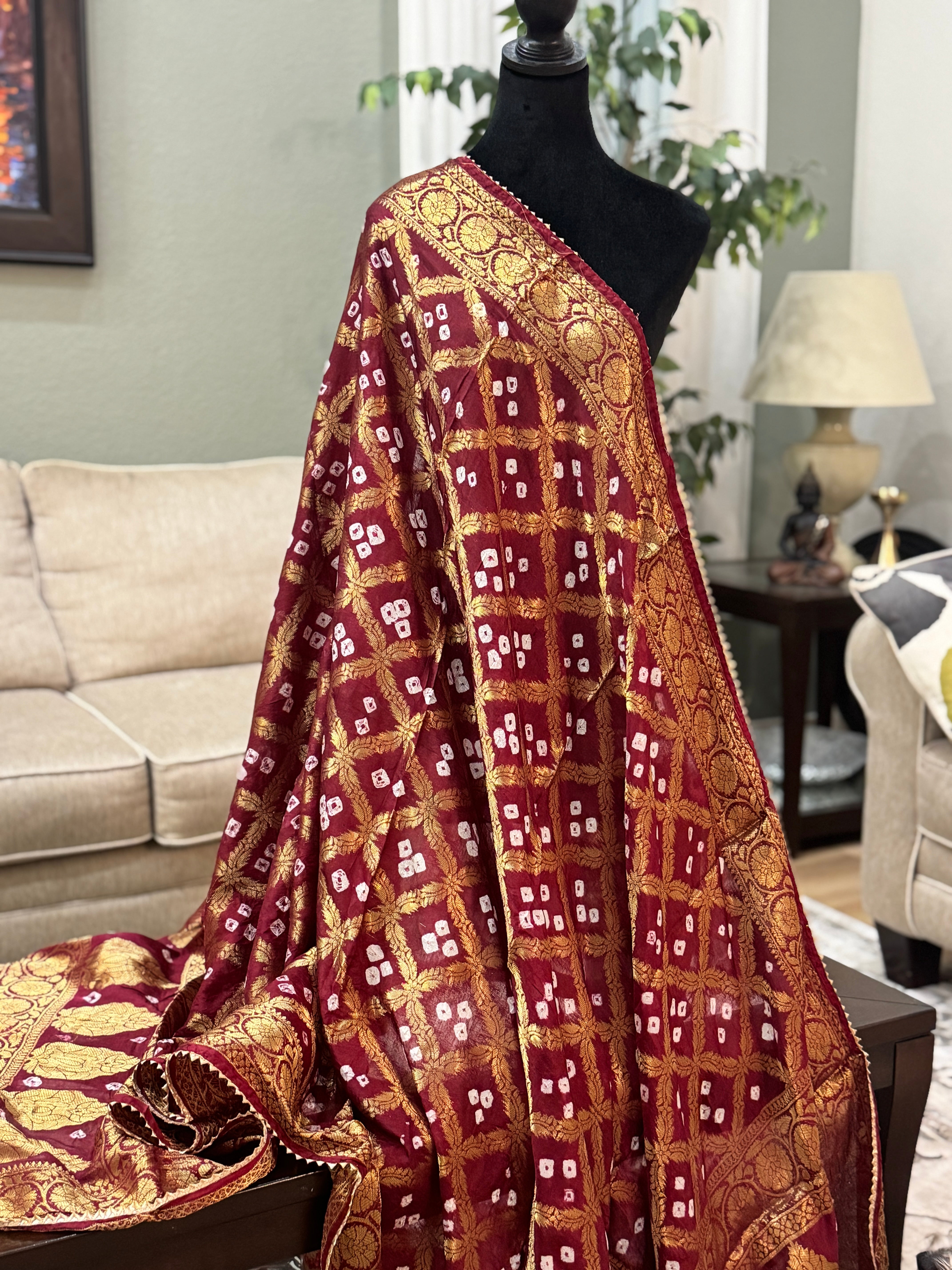 Silk Gharchola dupatta - maroon