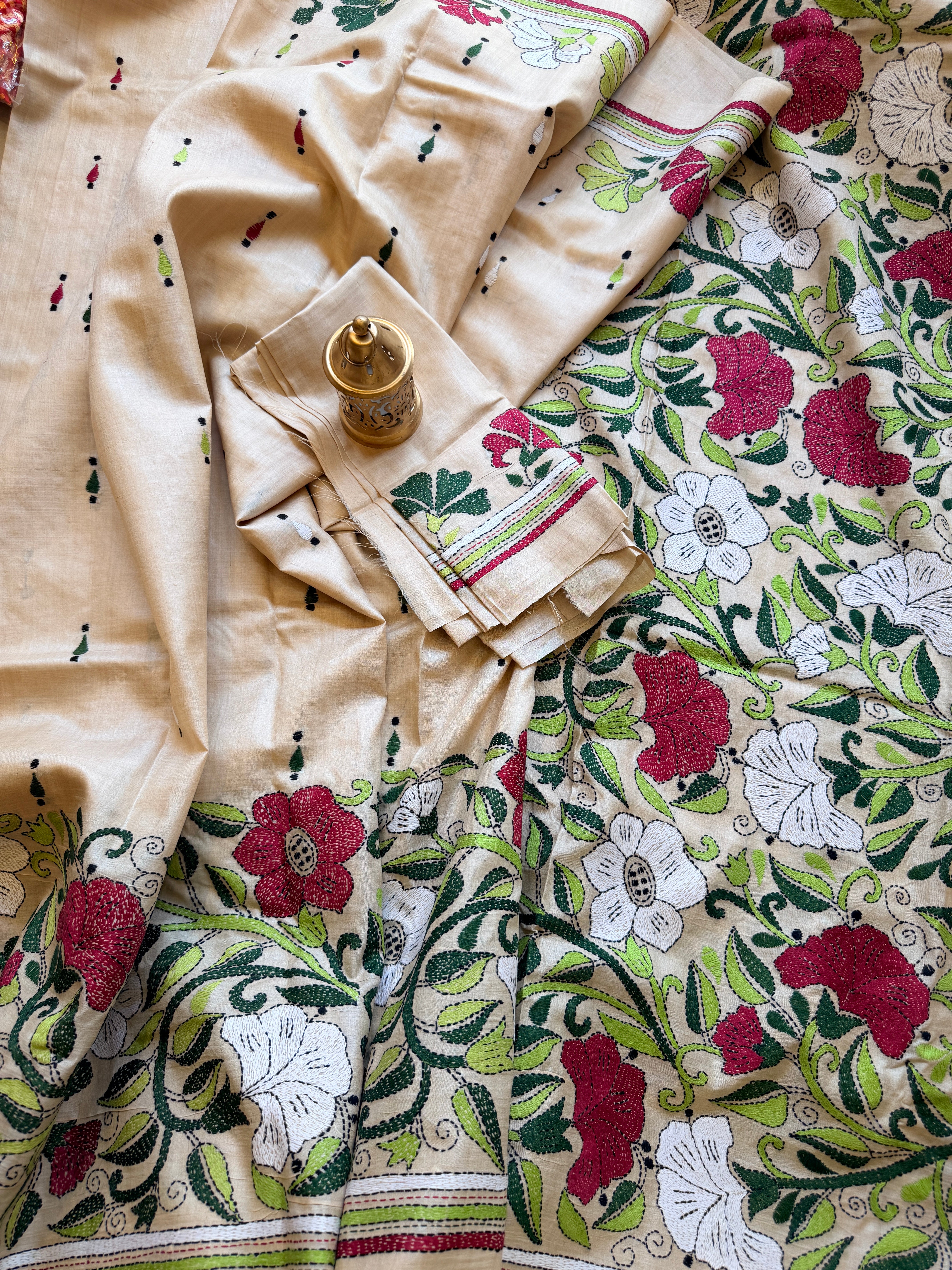 Kantha Stitch Saree on tussar silk