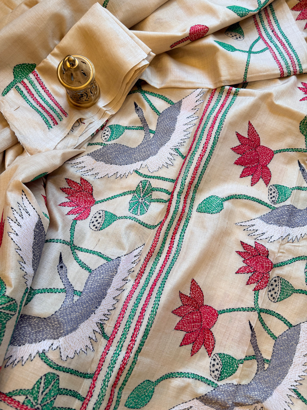 Kantha Stitch Saree on tussar silk