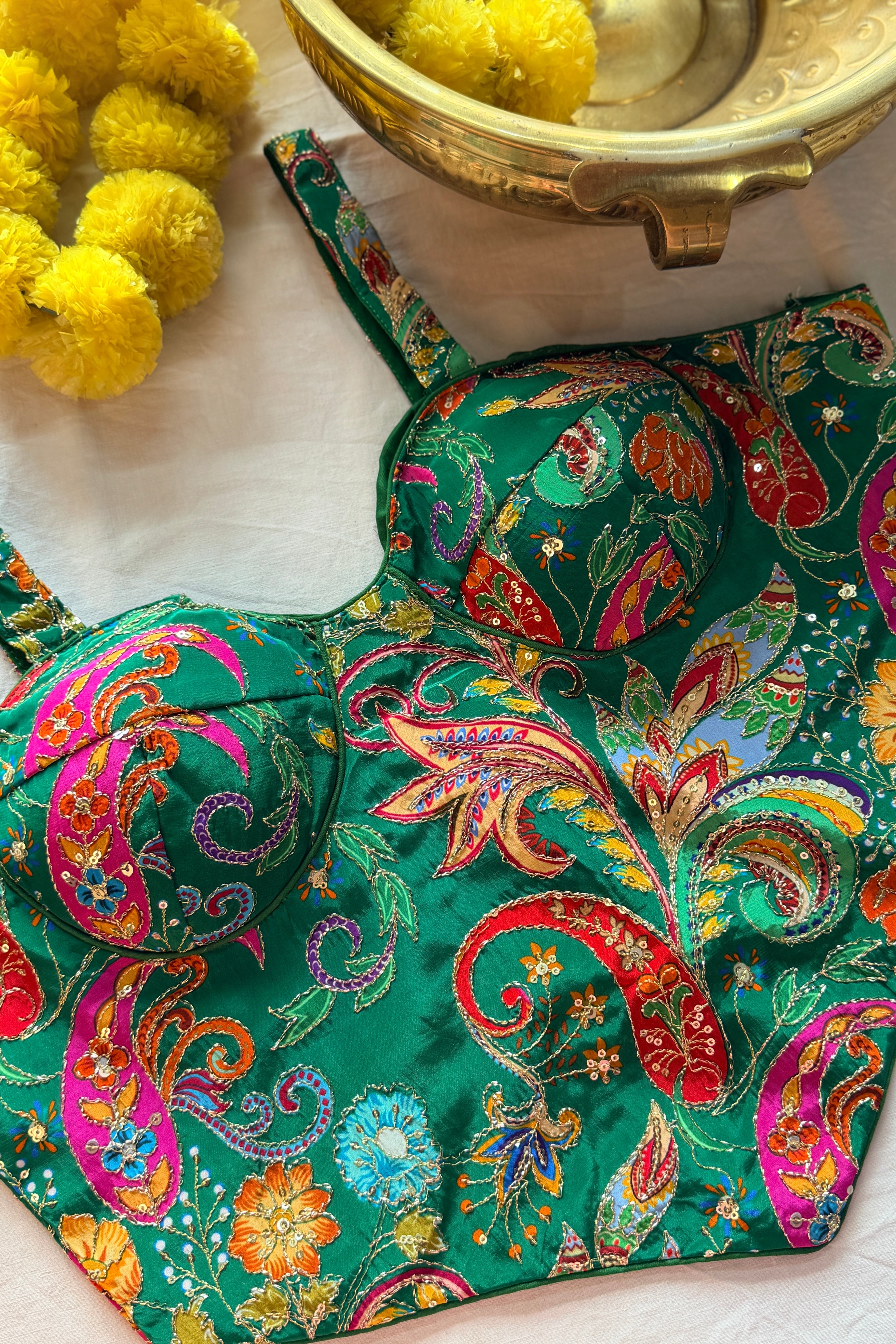 Corset Style Embroidered Padded Blouse