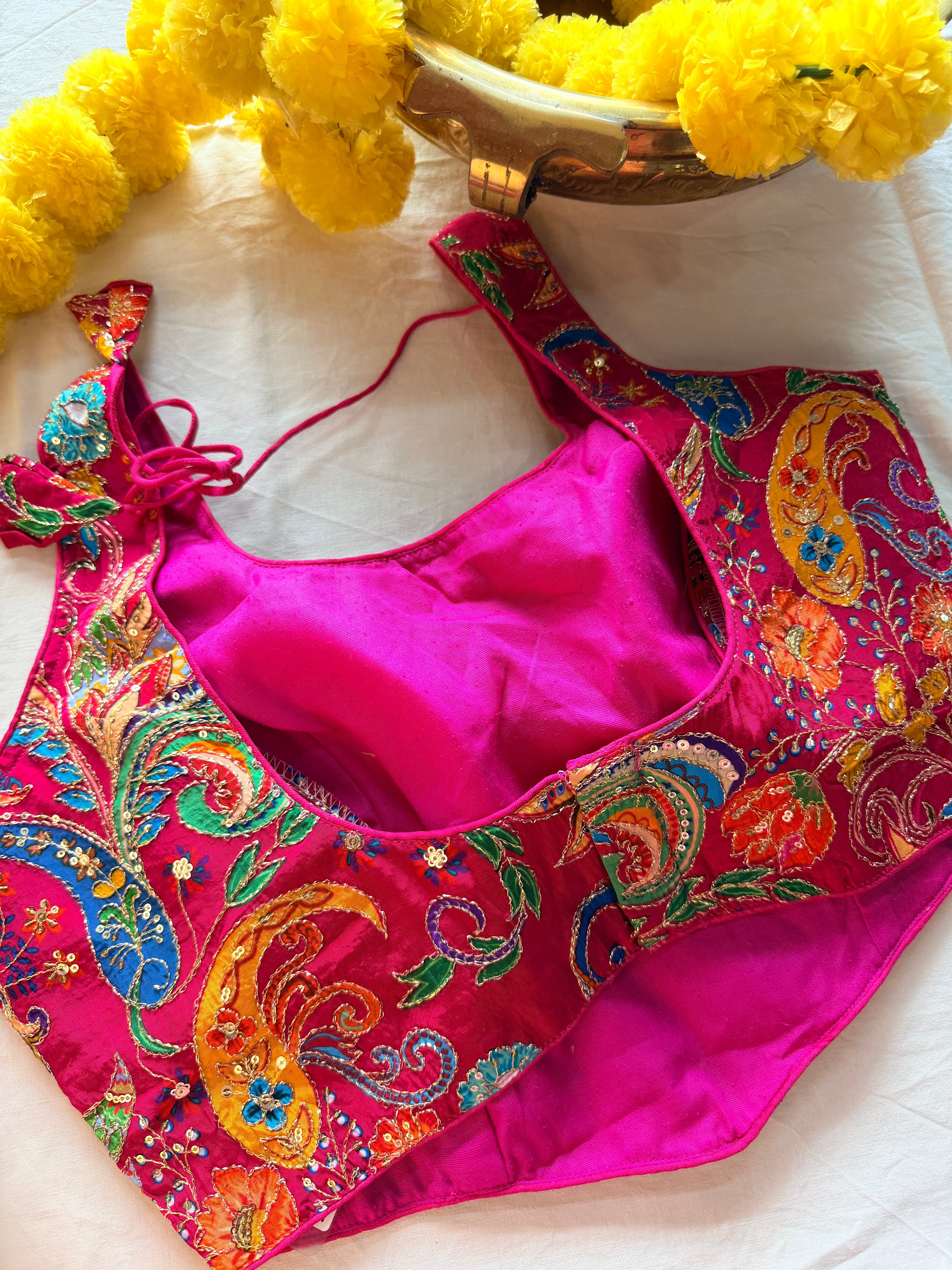 Corset Style Embroidered Padded Blouse