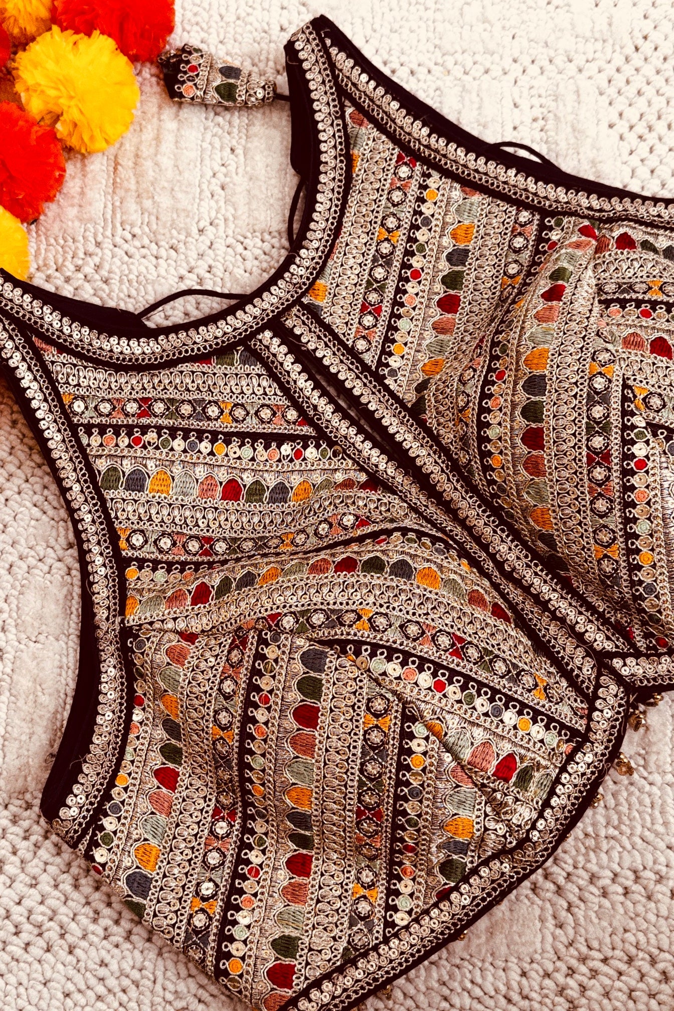 Raw Silk Zardozi embroidery work readymade padded sleeveless blouse