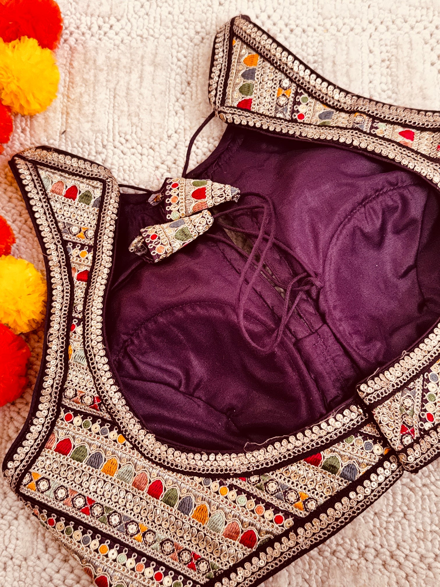 Raw Silk Zardozi embroidery work readymade padded sleeveless blouse