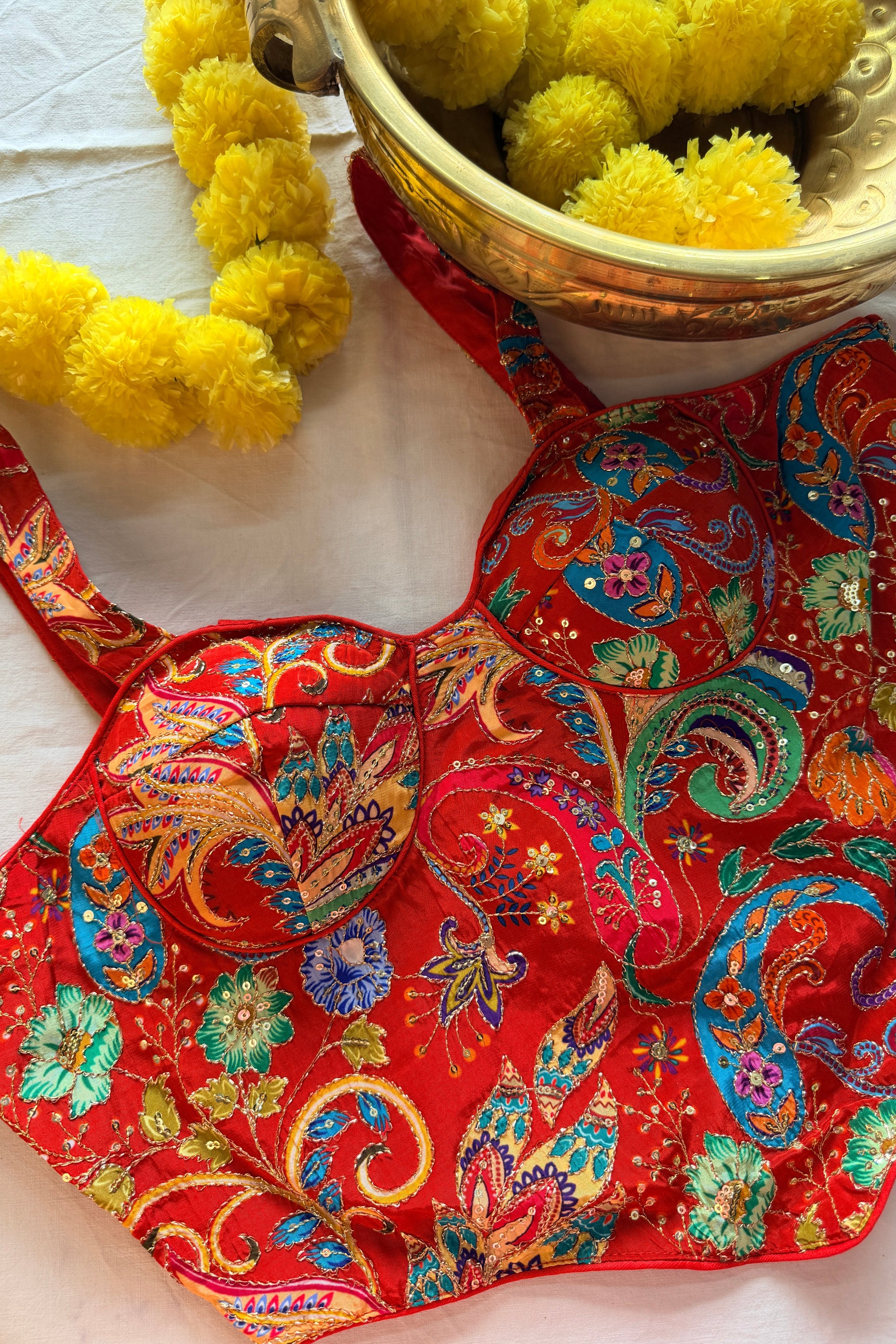 Corset Style Embroidered Padded Blouse