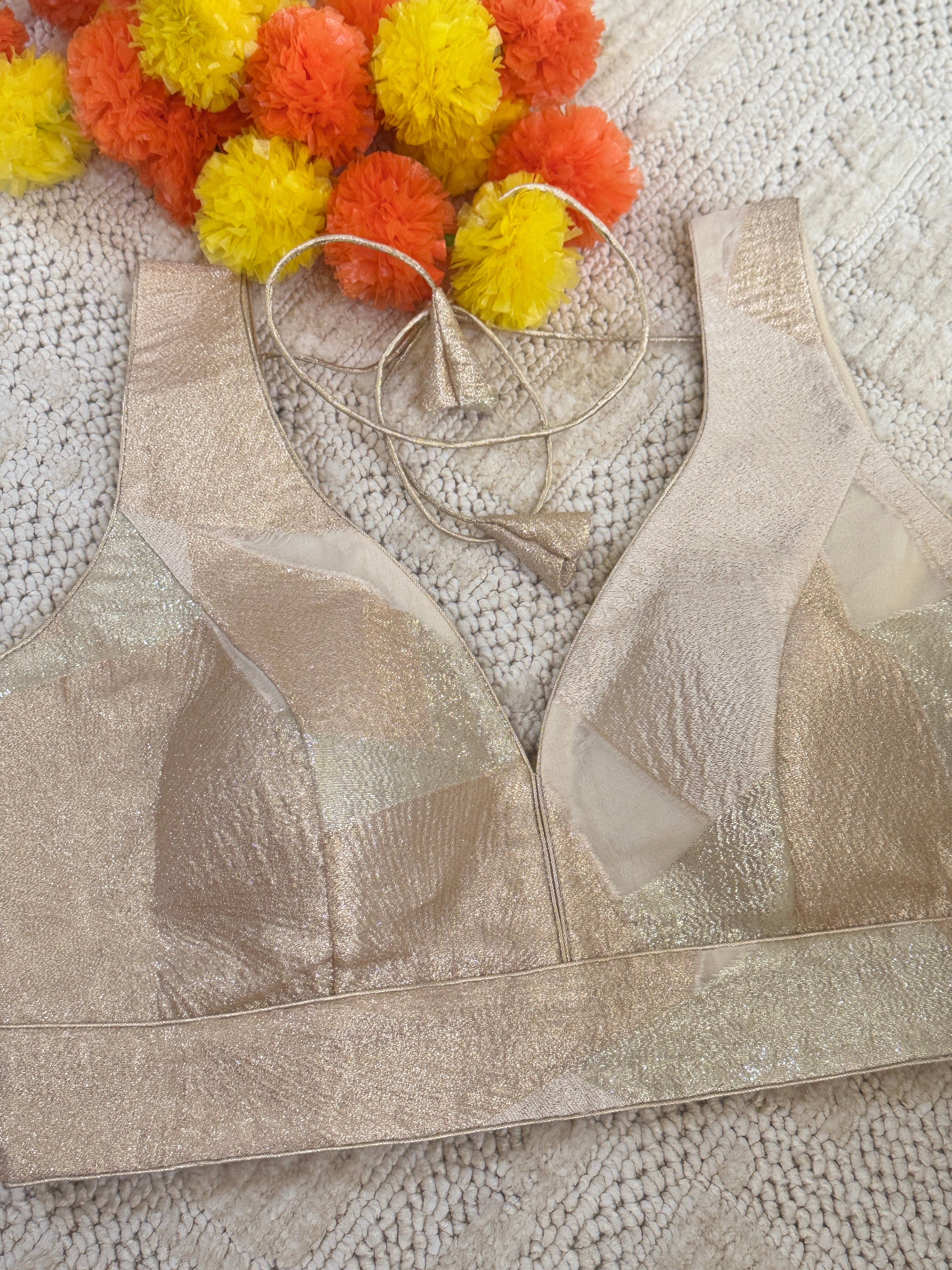 Shimmer Readymade Padded Blouse with Back Hooks