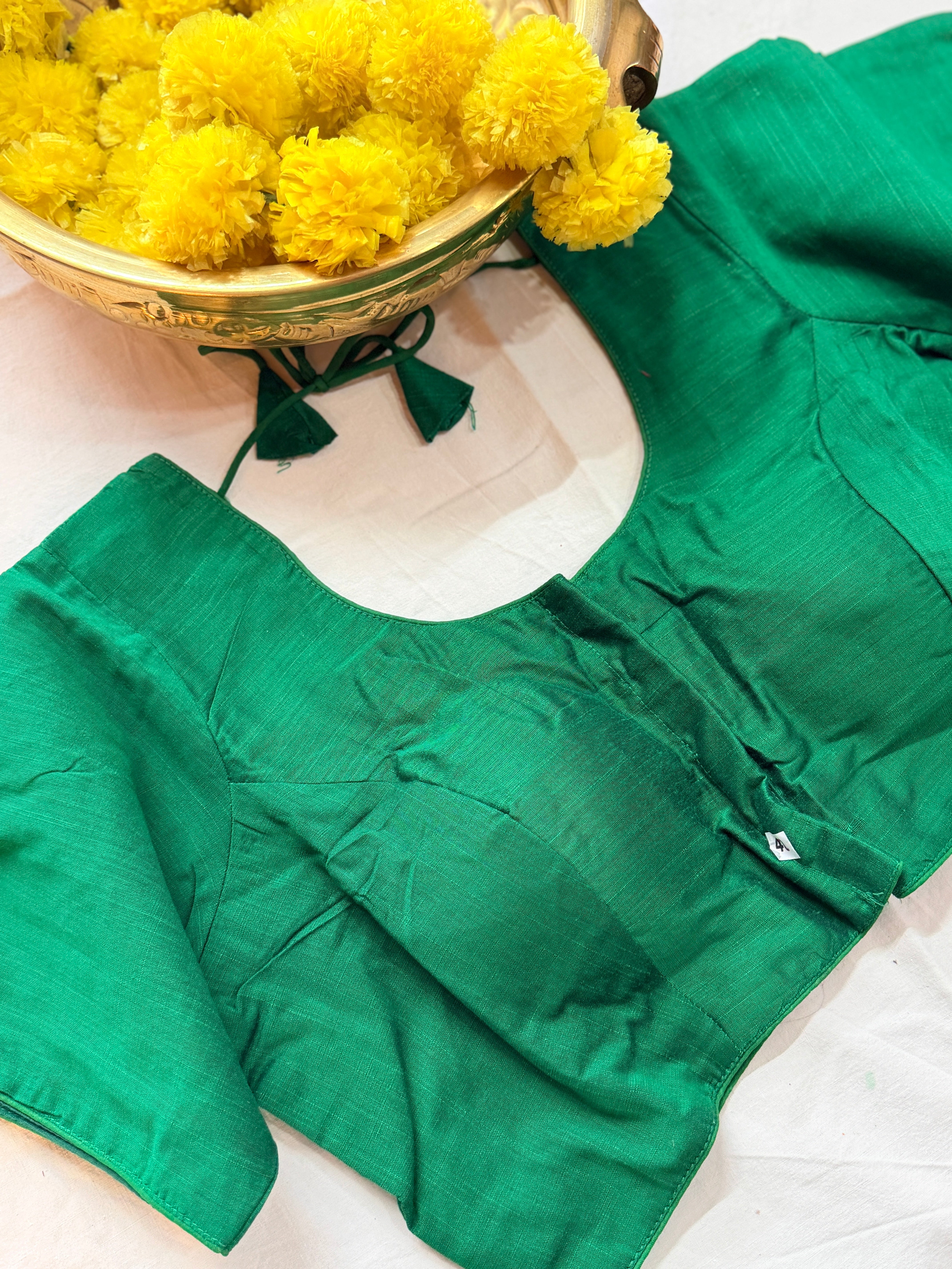 Cotton Silk Padded front hooks blouse with sleeves