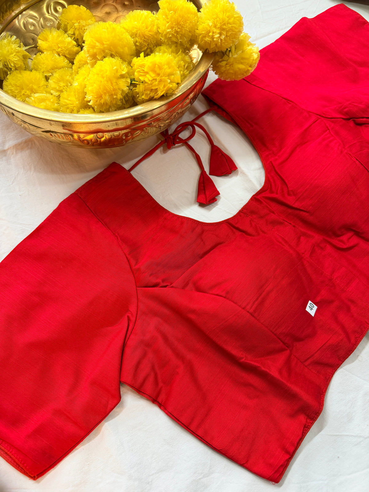 Cotton Silk Padded front hooks blouse with sleeves