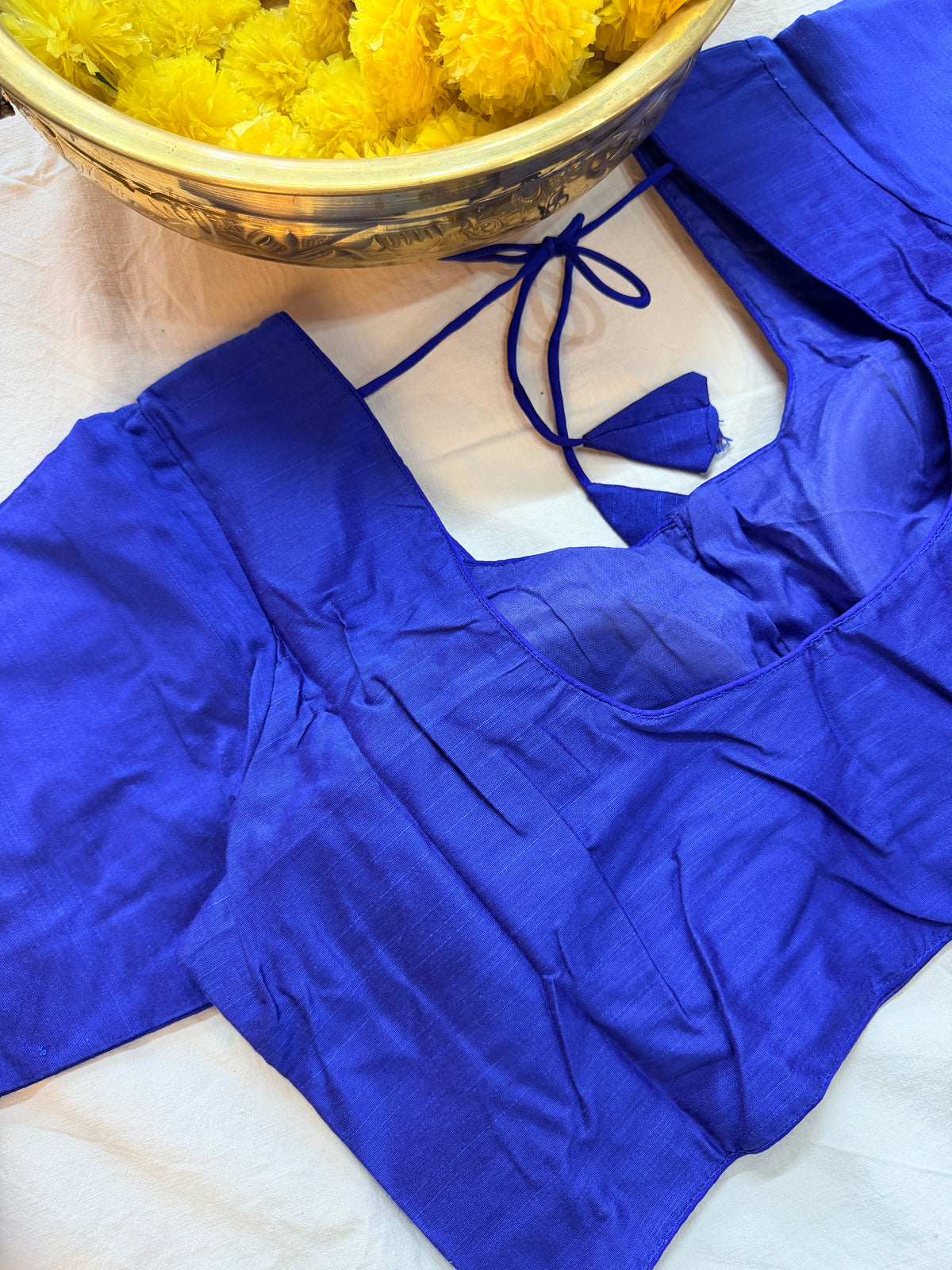 Cotton Silk Padded front hooks blouse with sleeves