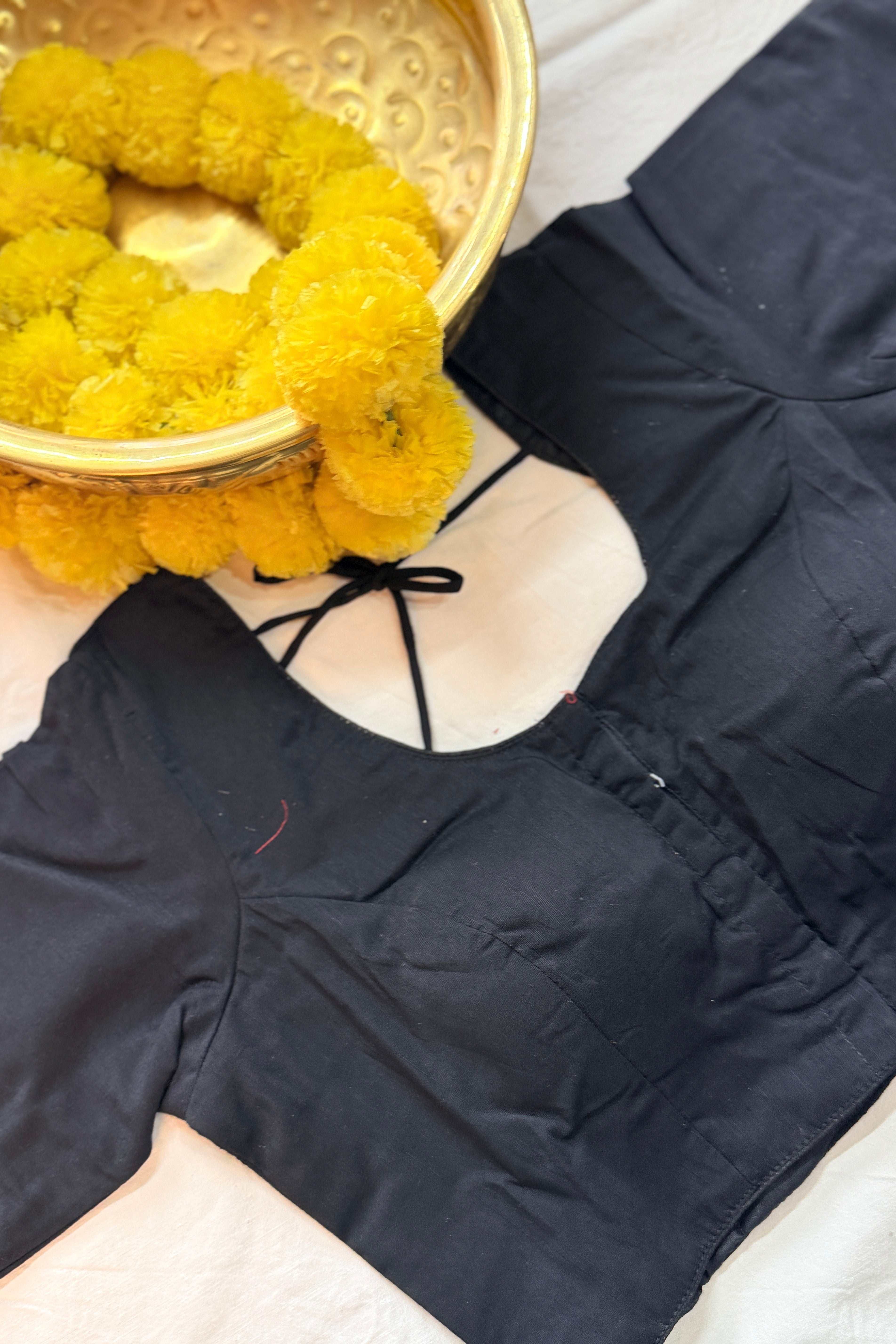 Cotton Silk Padded front hooks blouse with sleeves