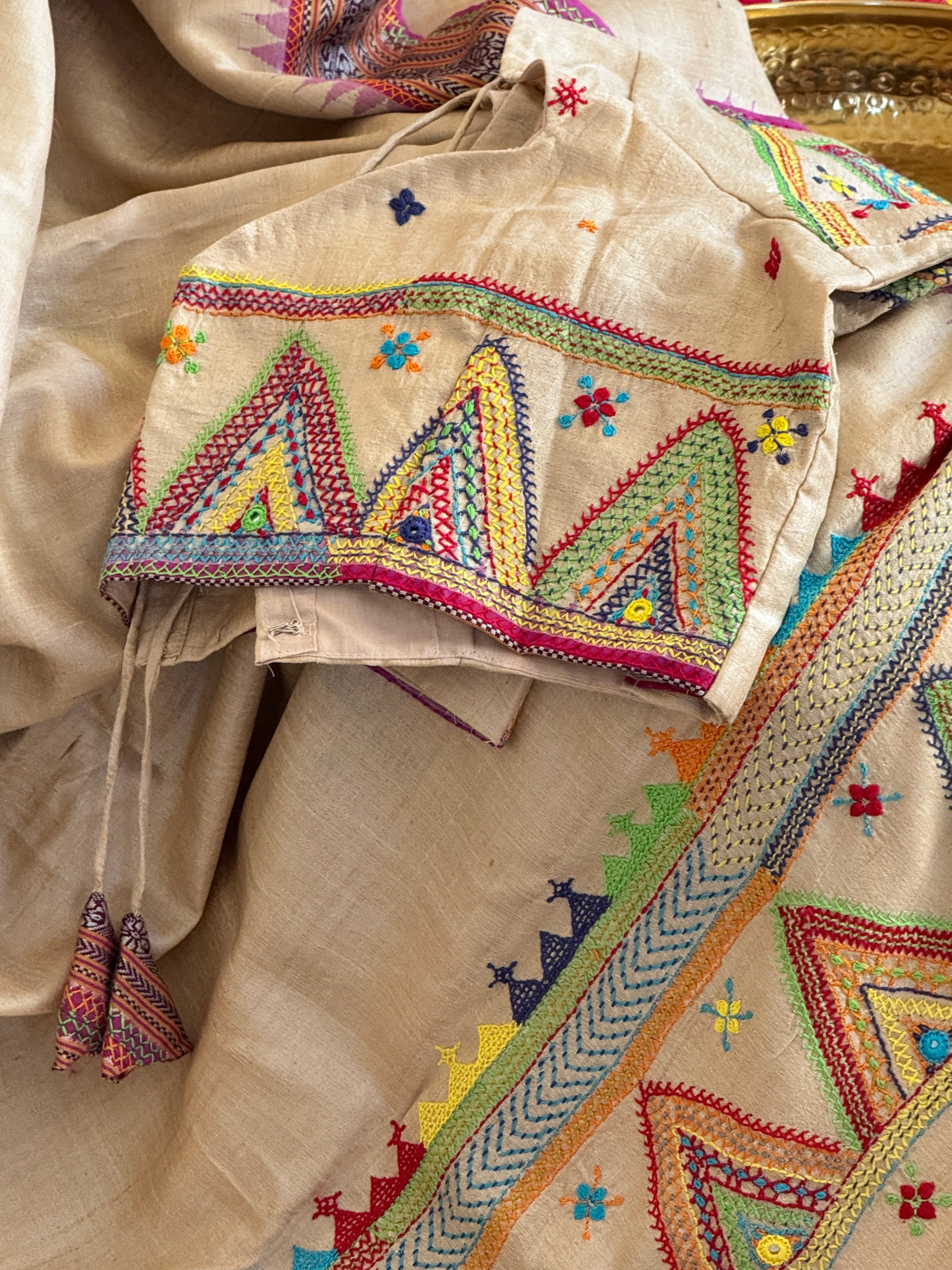 Lambani Hand Embroidered Vidharba Tussar Saree - purple