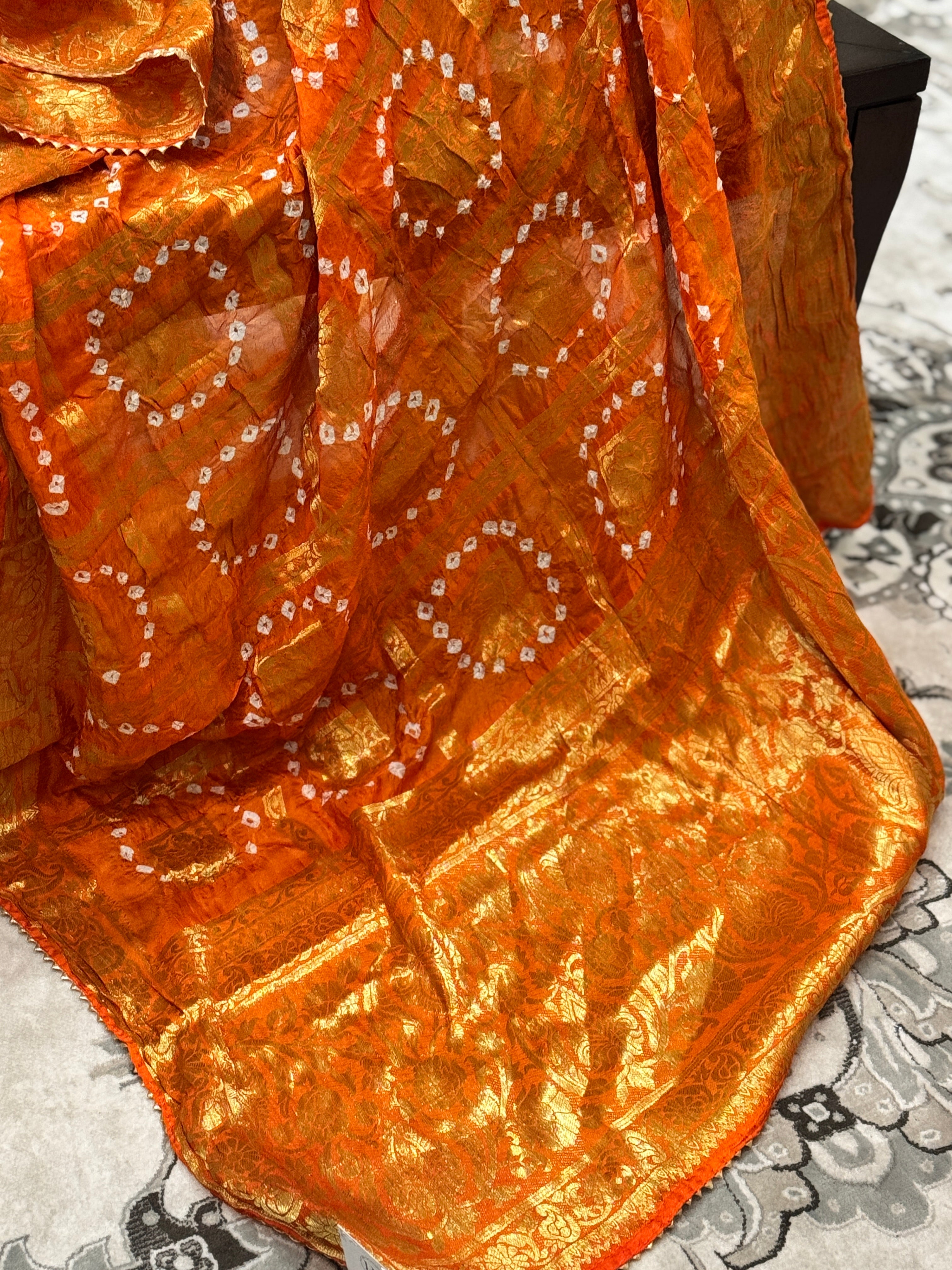 Silk Gharchola dupatta - orange
