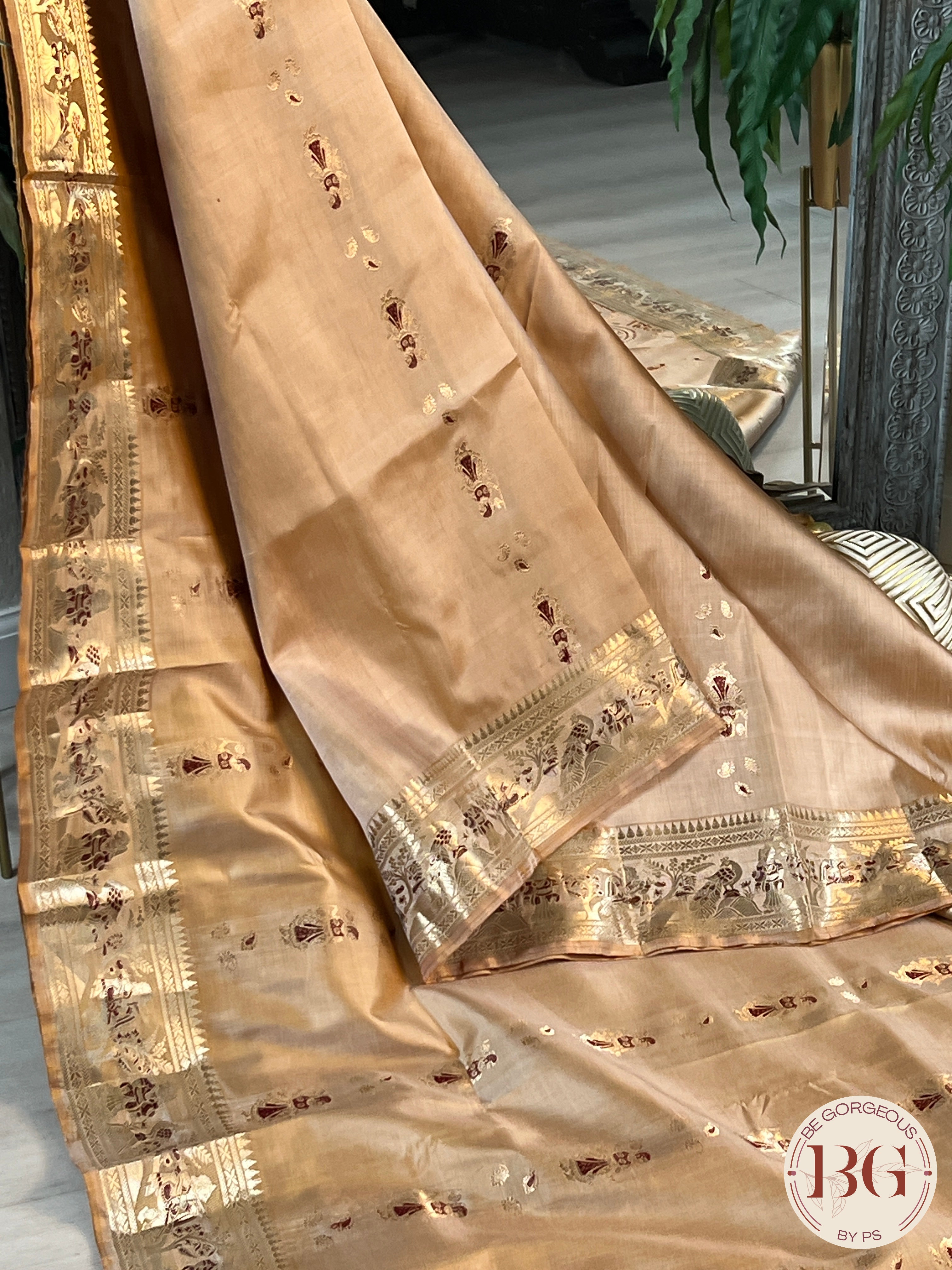 Baluchari Pure Silk saree color - cream